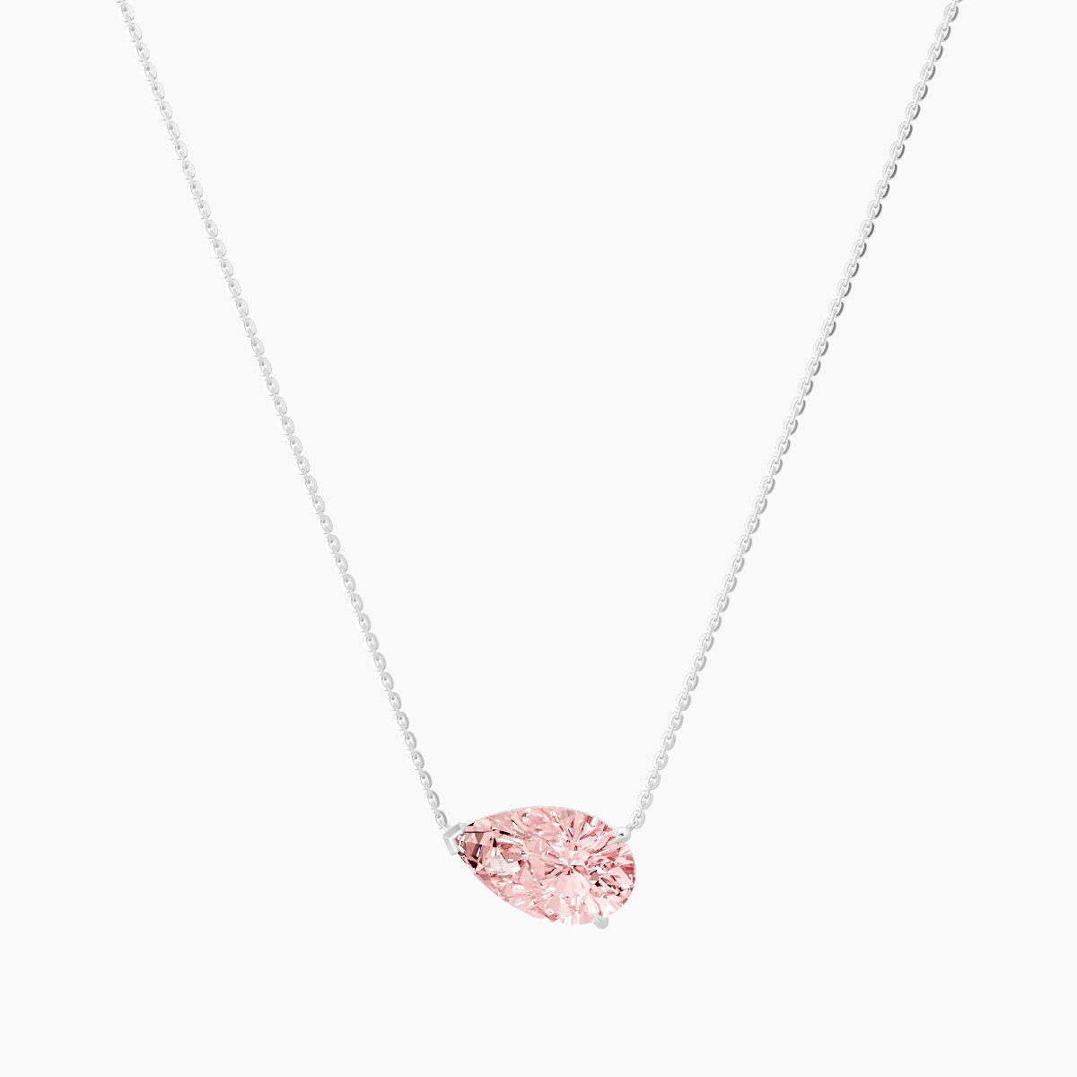 Solitaire | 18k White Gold 3 ct Pink Lab Diamond Pear Pendant