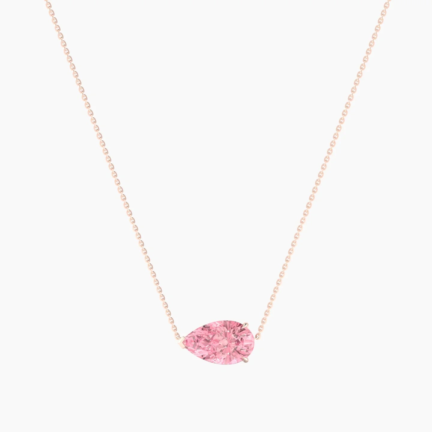 Solitaire | 18k Rose Gold 3 ct Pink Lab Diamond Pear Cut Pendant