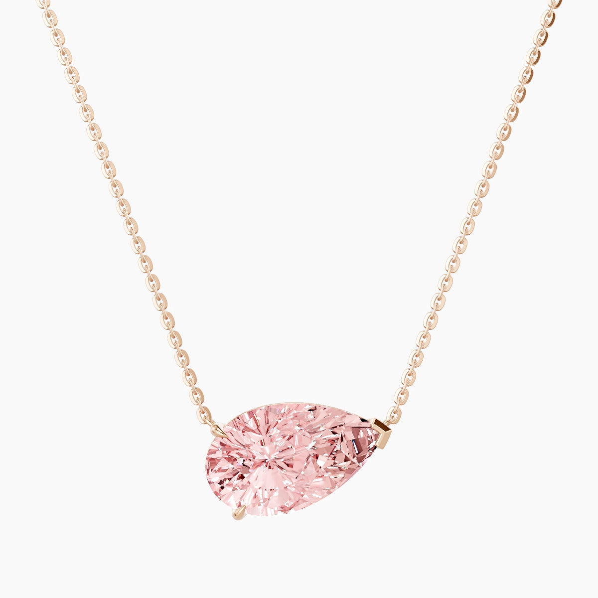 Solitaire | 18k Rose Gold 3 ct Pink Lab Diamond Pear Pendant