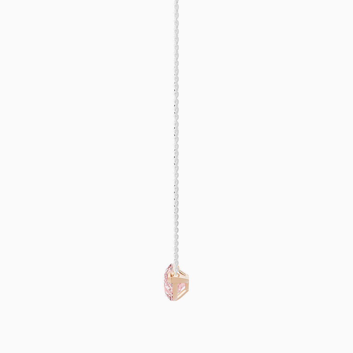 Solitaire | 18k White & Rose Gold 3 ct Pink Lab Diamond Pear Pendant