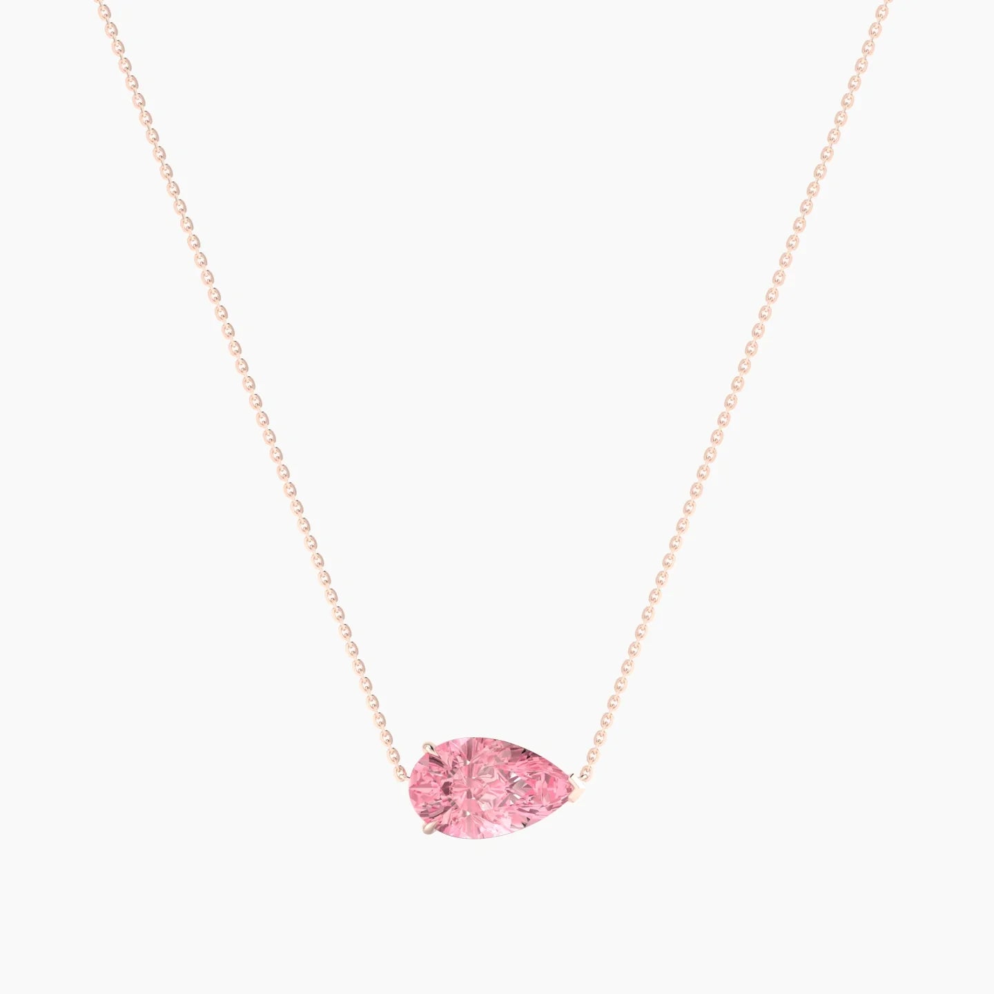 Solitaire | 18k Rose Gold 3 ct Pink Lab Diamond Pear Cut Pendant