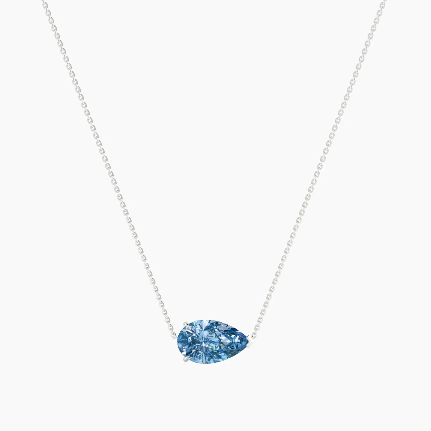 Solitaire | 18k White Gold 3 ct Blue Lab Diamond Pear Cut Pendant