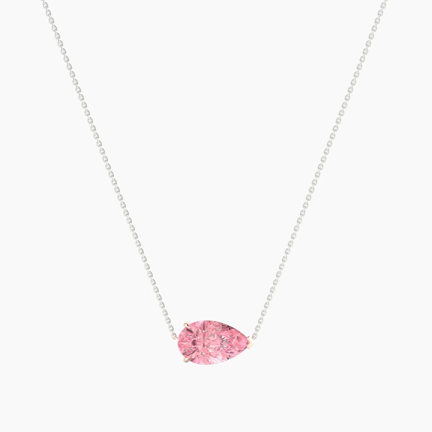 Solitaire | 18k White & Rose Gold 3 ct Pink Lab Diamond Pear Cut Pendant