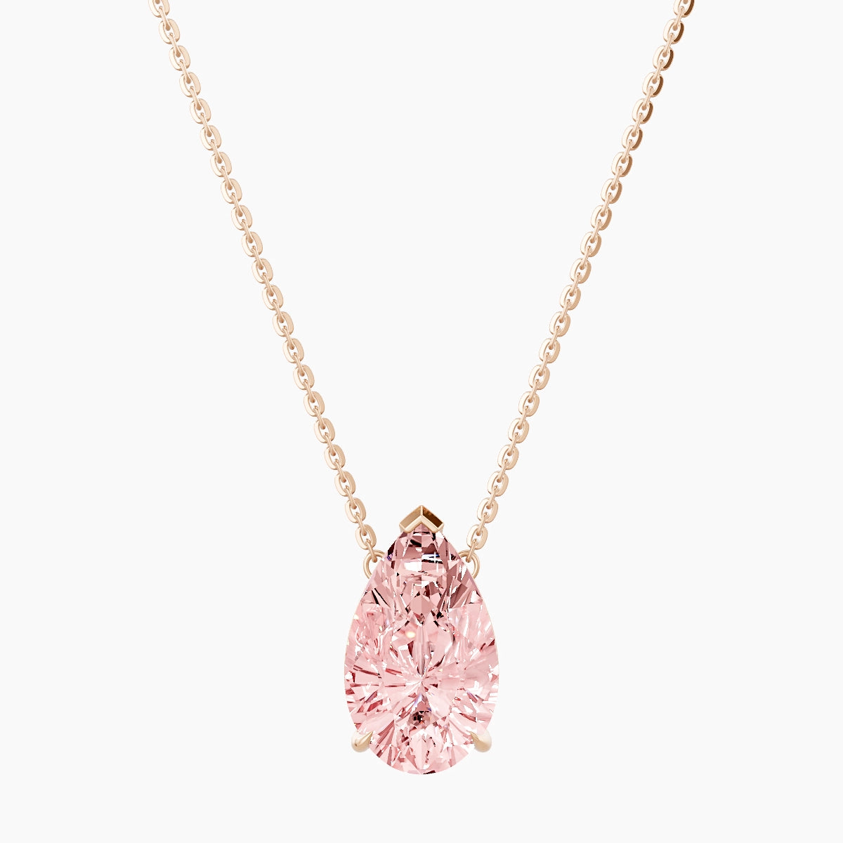 Solitaire | 18k Rose Gold 3 ct Pink Lab Diamond Pear Pendant