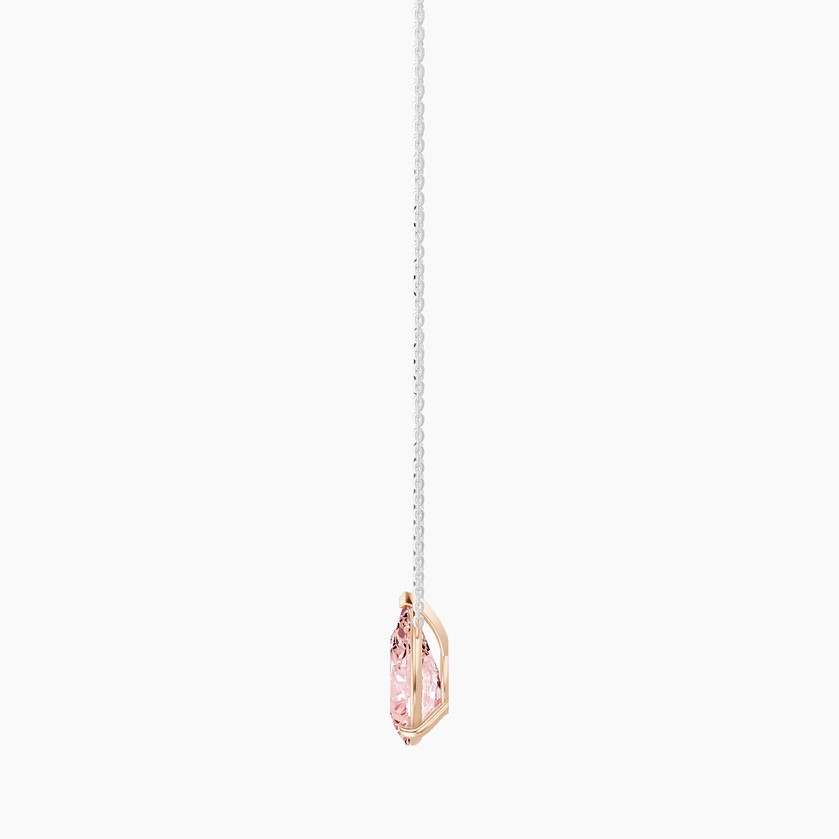 Solitaire | 18k White & Rose Gold 3 ct Pink Lab Diamond Pear Pendant