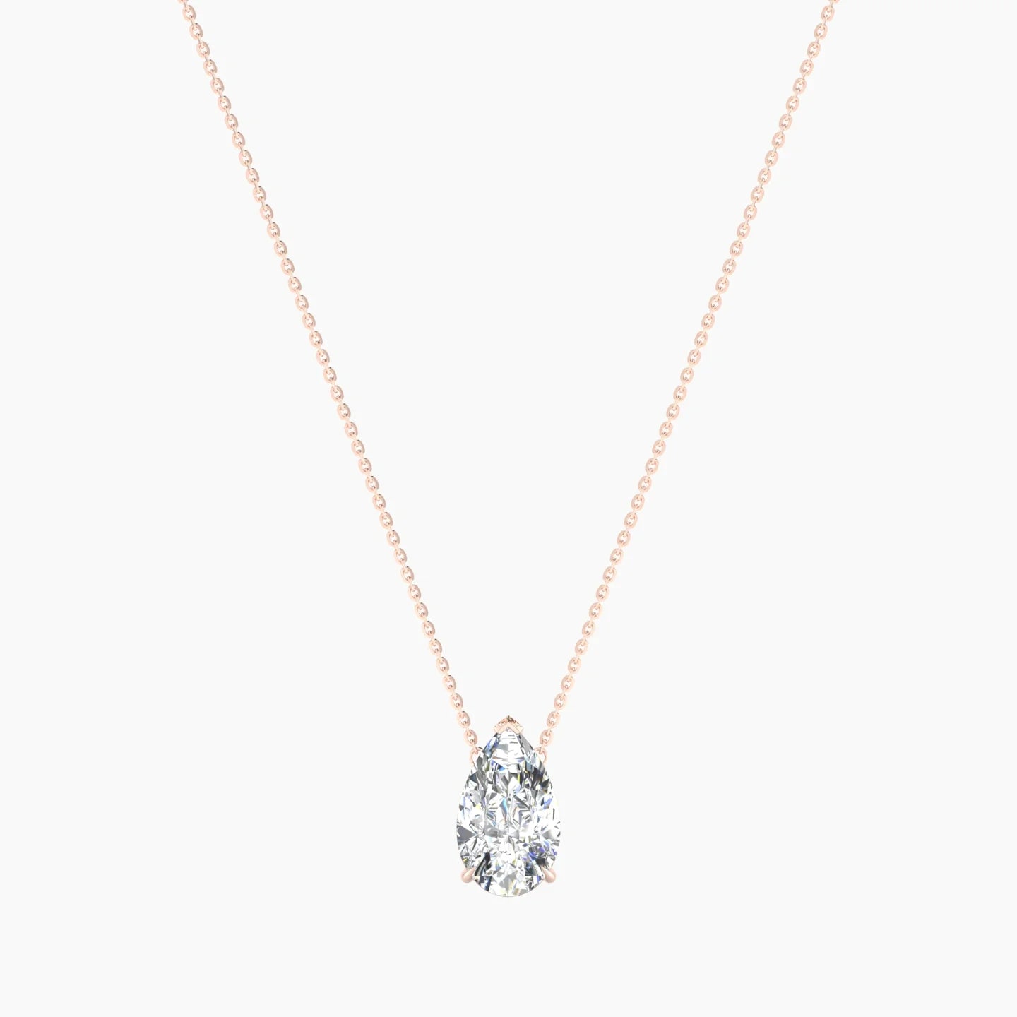 Solitaire | 18k Rose Gold 3 ct Lab Diamond Pear Cut Pendant