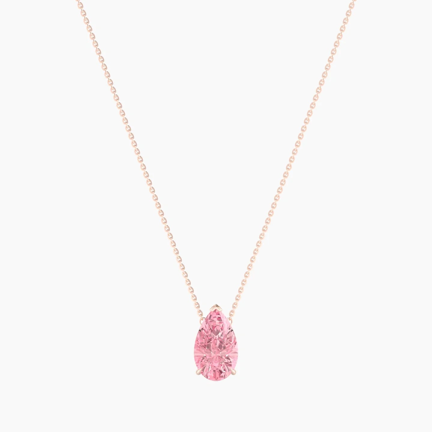 Solitaire | 18k Rose Gold 3 ct Pink Lab Diamond Pear Cut Pendant