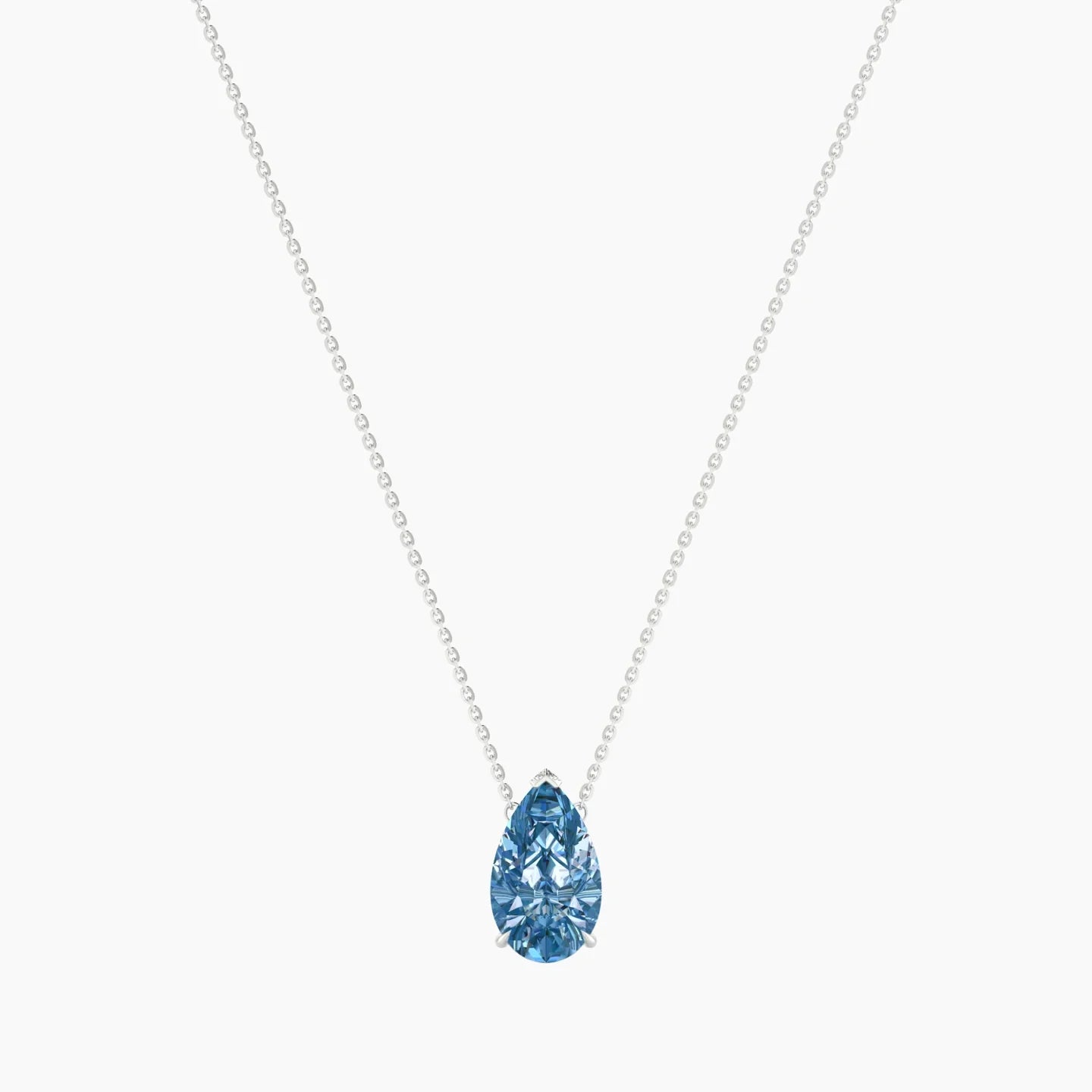 Solitaire | 18k White Gold 3 ct Blue Lab Diamond Pear Cut Pendant