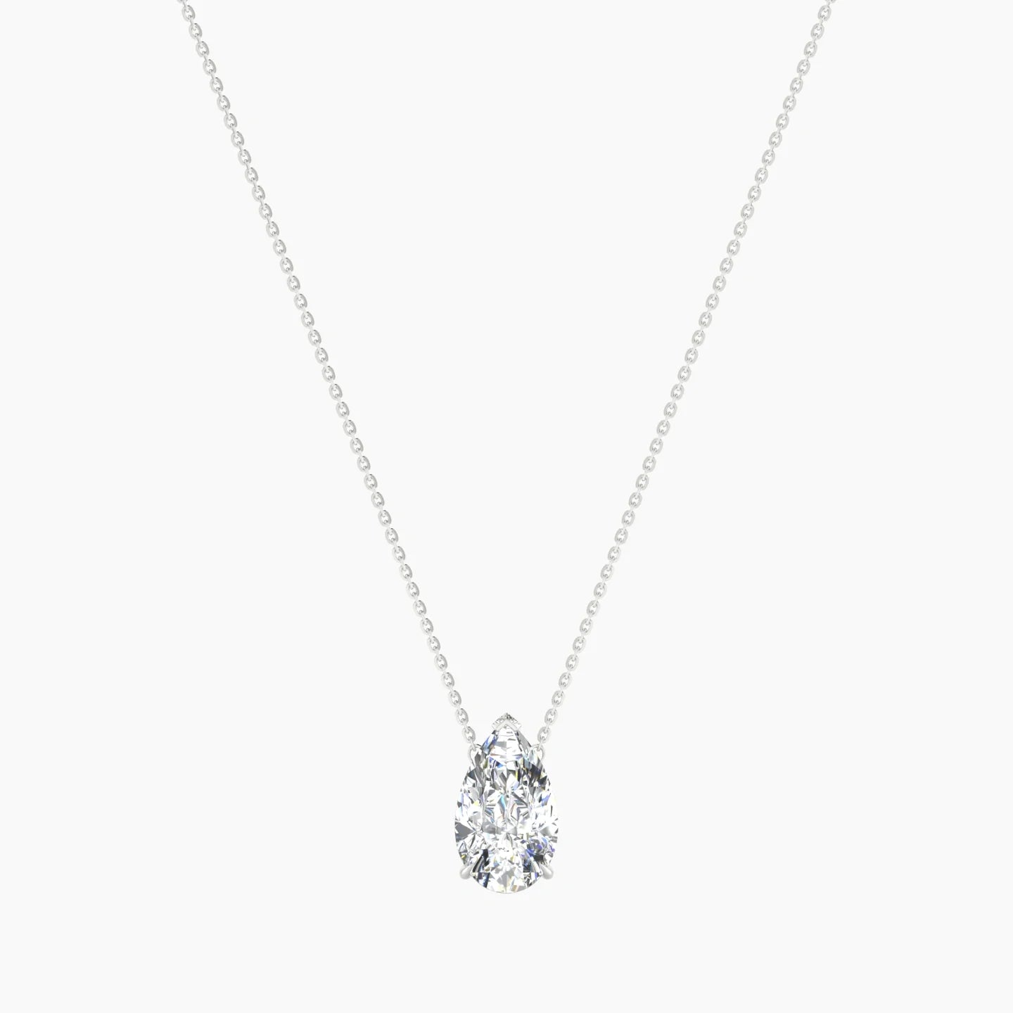 Solitaire | 18k White Gold 3 ct Lab Diamond Pear Cut Pendant