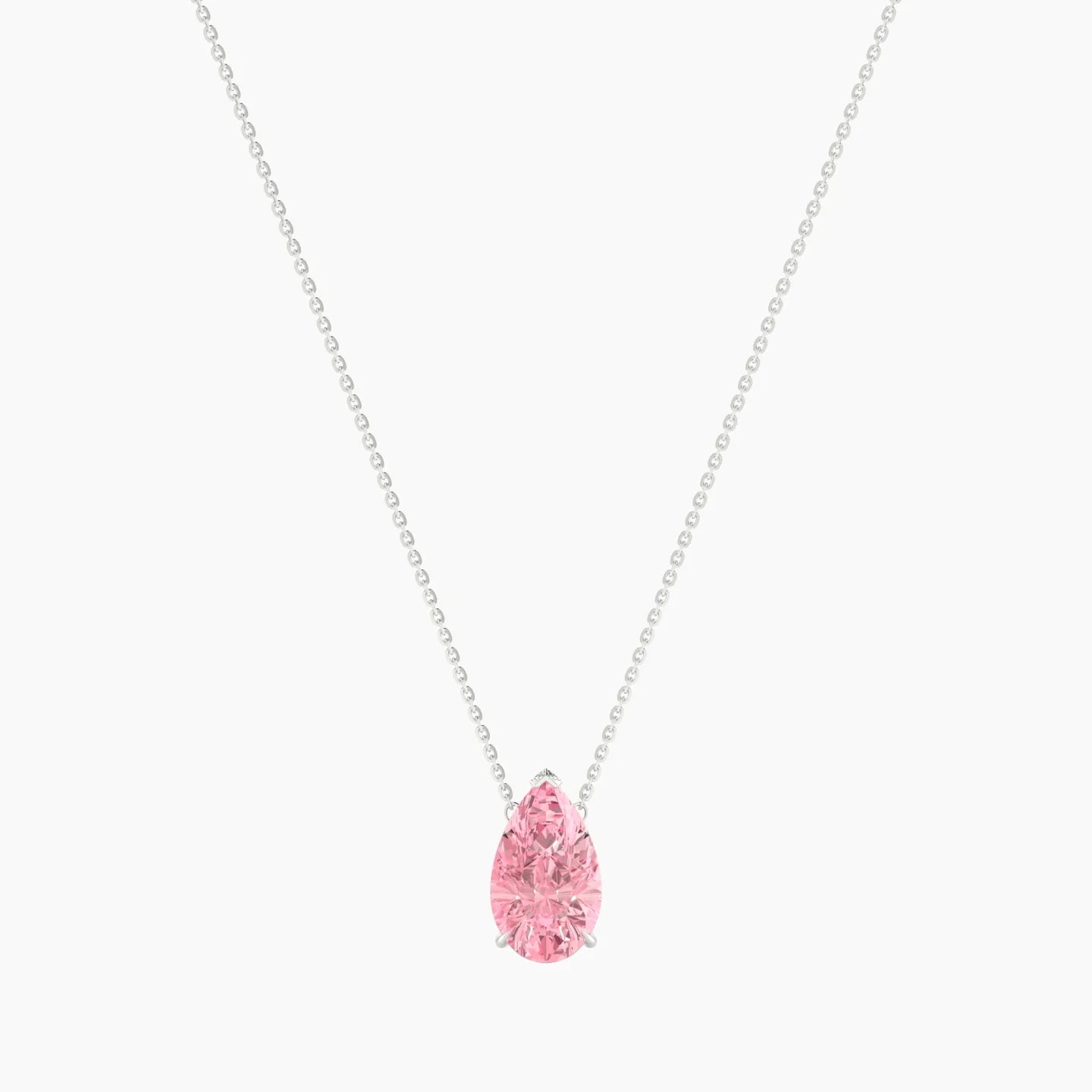 Solitaire | 18k White Gold 3 ct Pink Lab Diamond Pear Cut Pendant