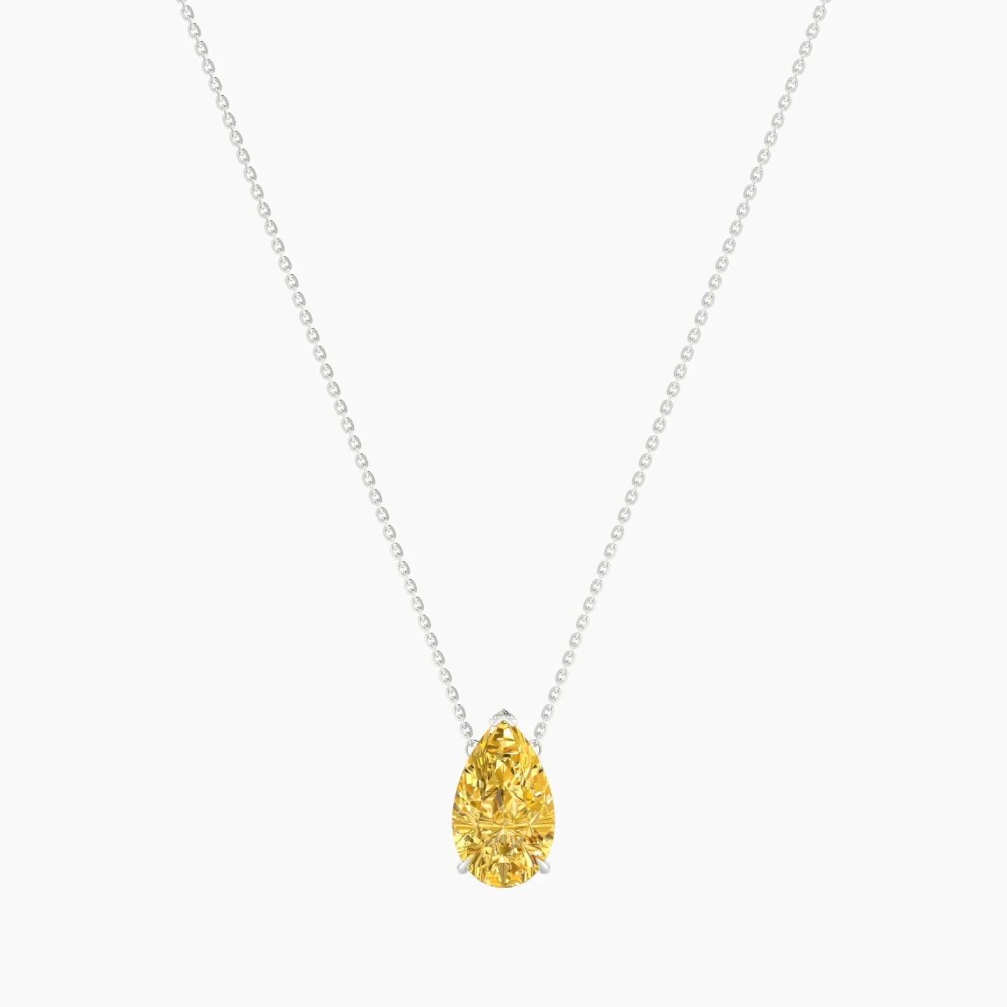Solitaire | 18k White Gold 3 ct Yellow Lab Diamond Pear Cut Pendant