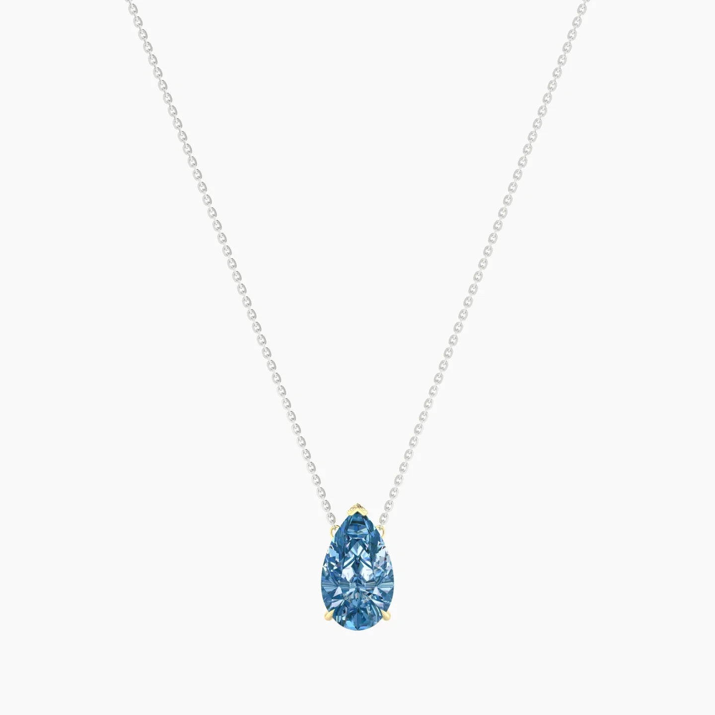 Solitaire | 18k White & Yellow Gold 3 ct Blue Lab Diamond Pear Cut Pendant