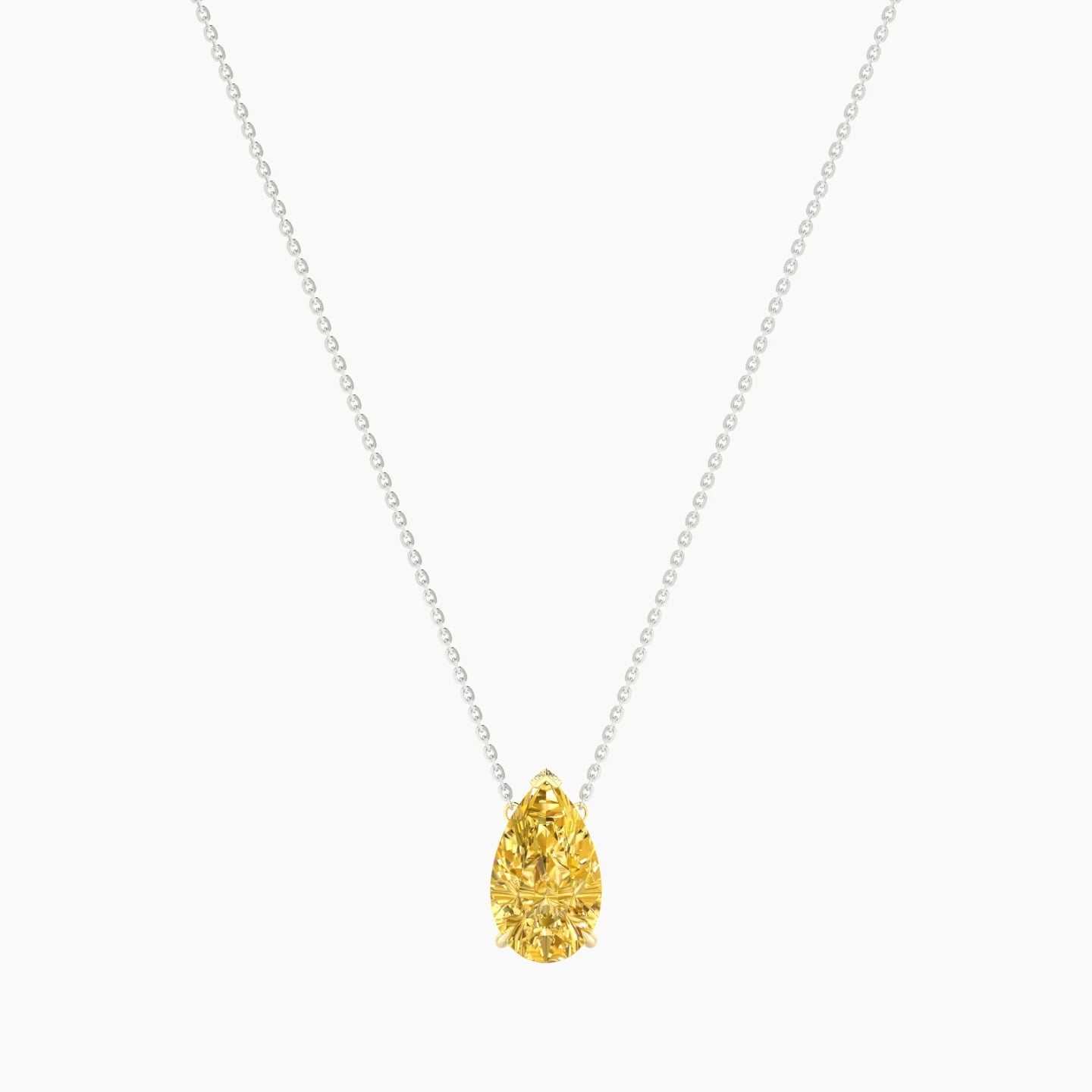 Solitaire | 18k White & Yellow Gold 3 ct Yellow Lab Diamond Pear Cut Pendant