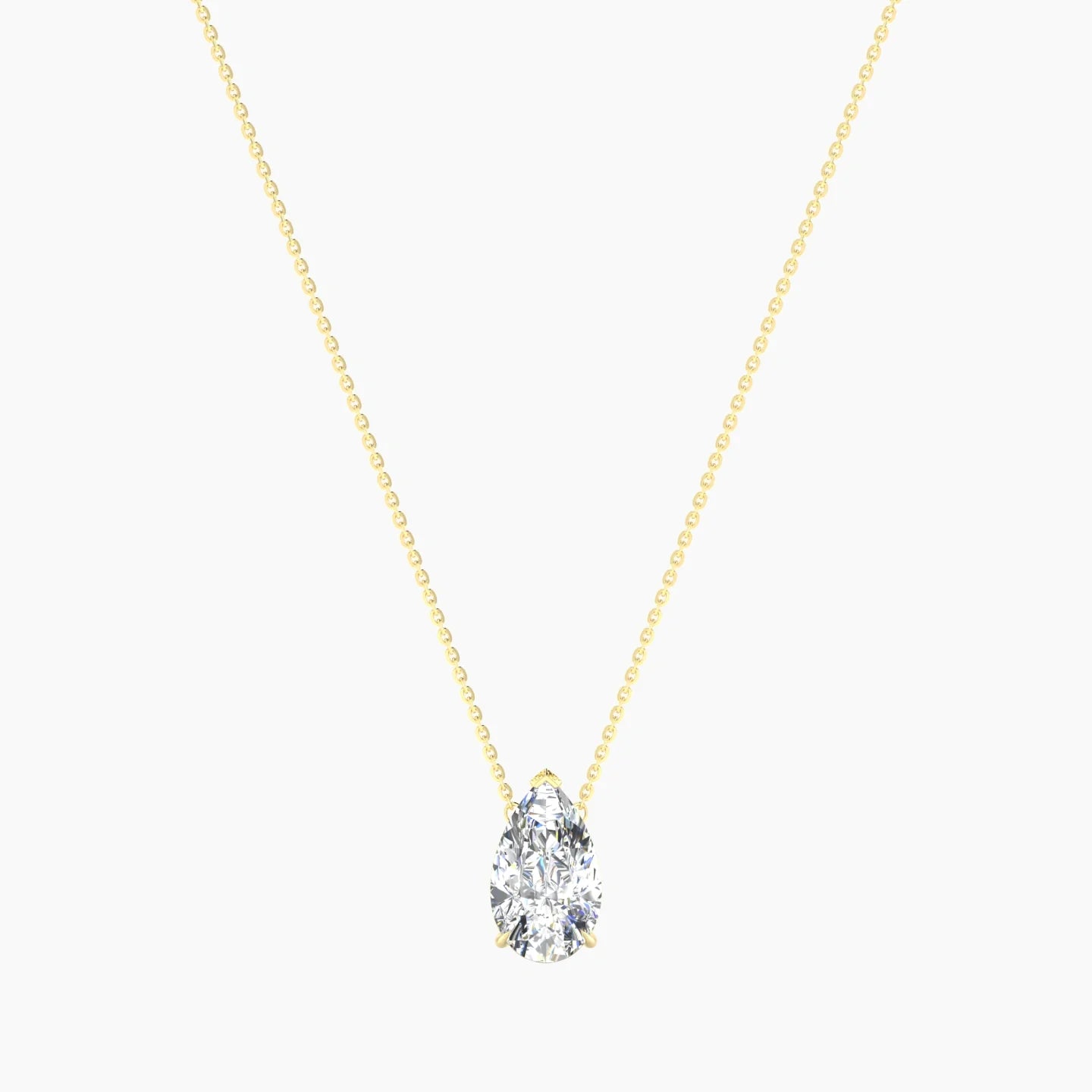 Solitaire | 18k Yellow Gold 3 ct Lab Diamond Pear Cut Pendant