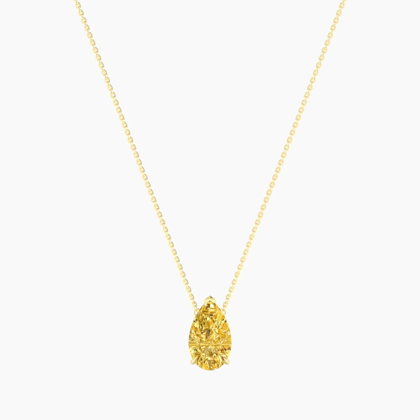 Solitaire | 18k Yellow Gold 3 ct Yellow Lab Diamond Pear Cut Pendant