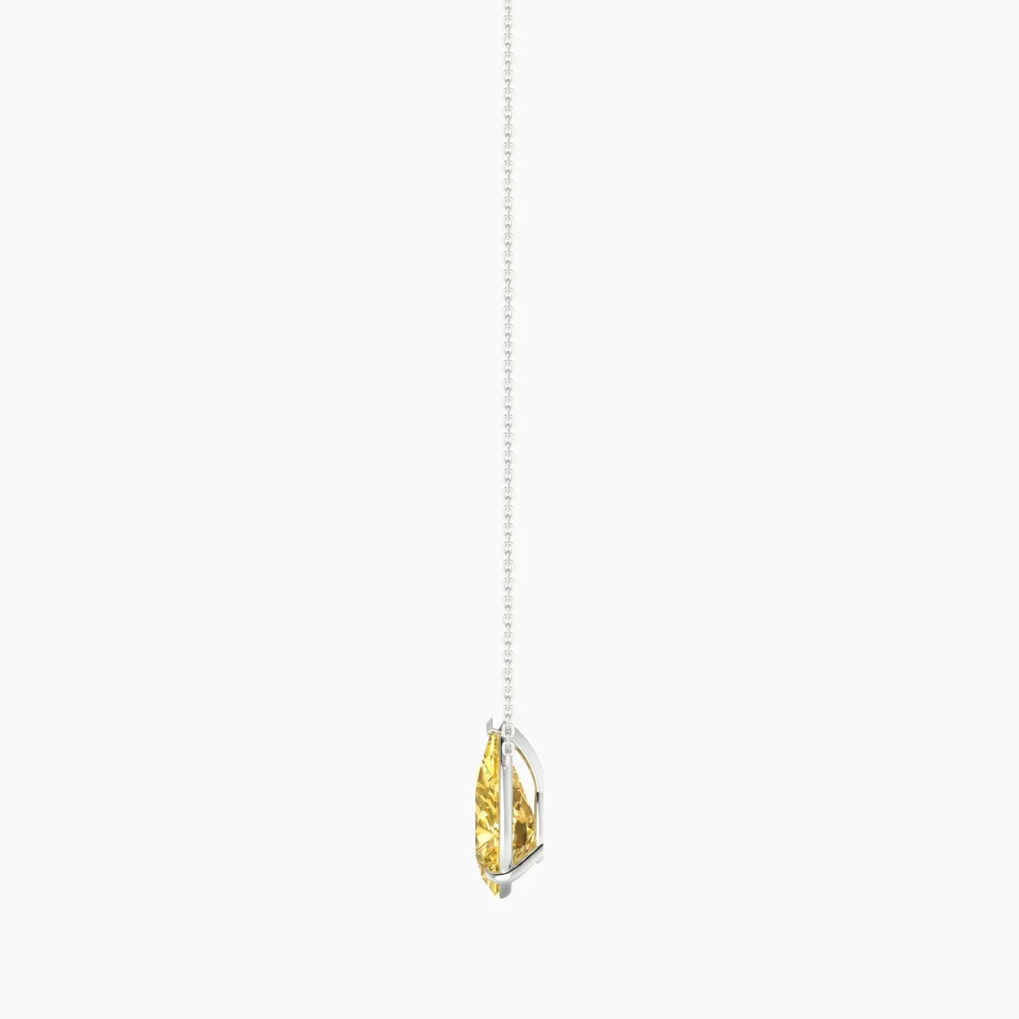 Solitaire | 18k White Gold 3 ct Yellow Lab Diamond Pear Cut Pendant
