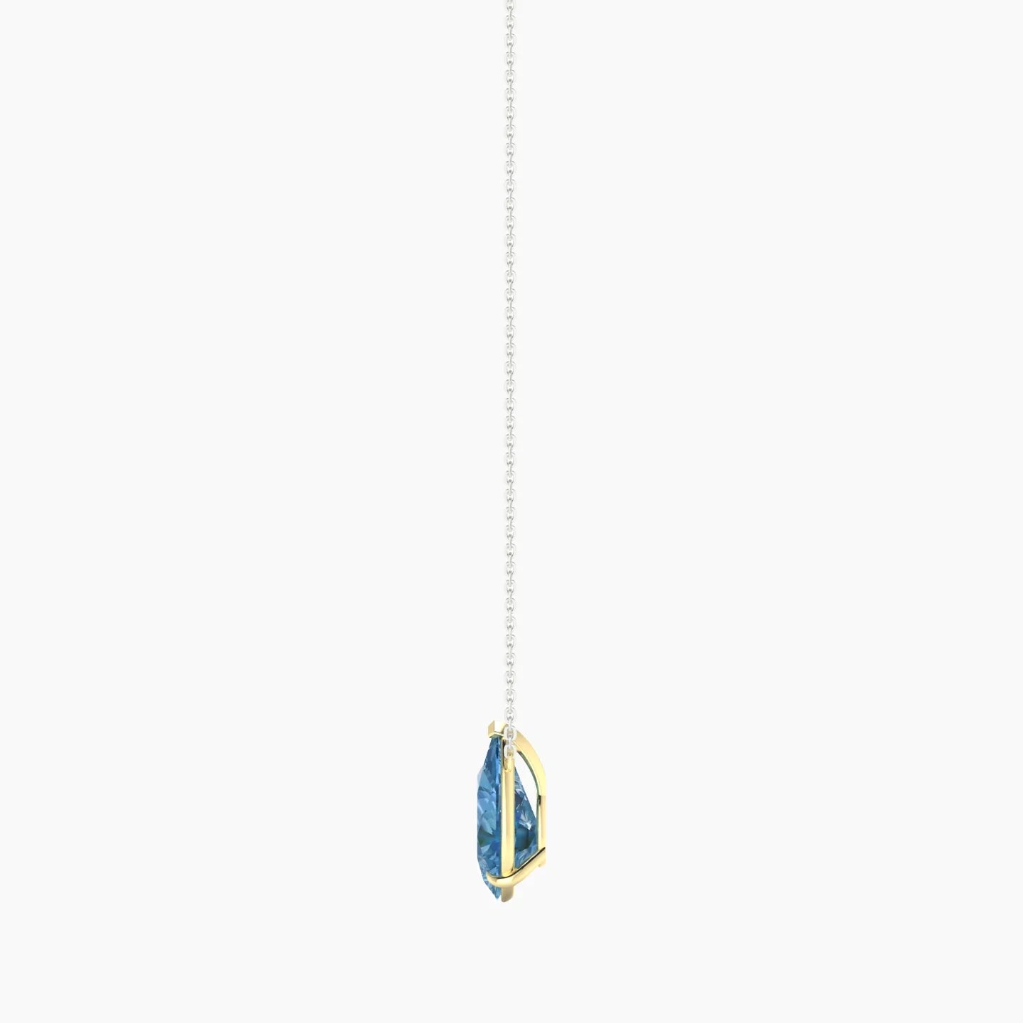 Solitaire | 18k White & Yellow Gold 3 ct Blue Lab Diamond Pear Cut Pendant