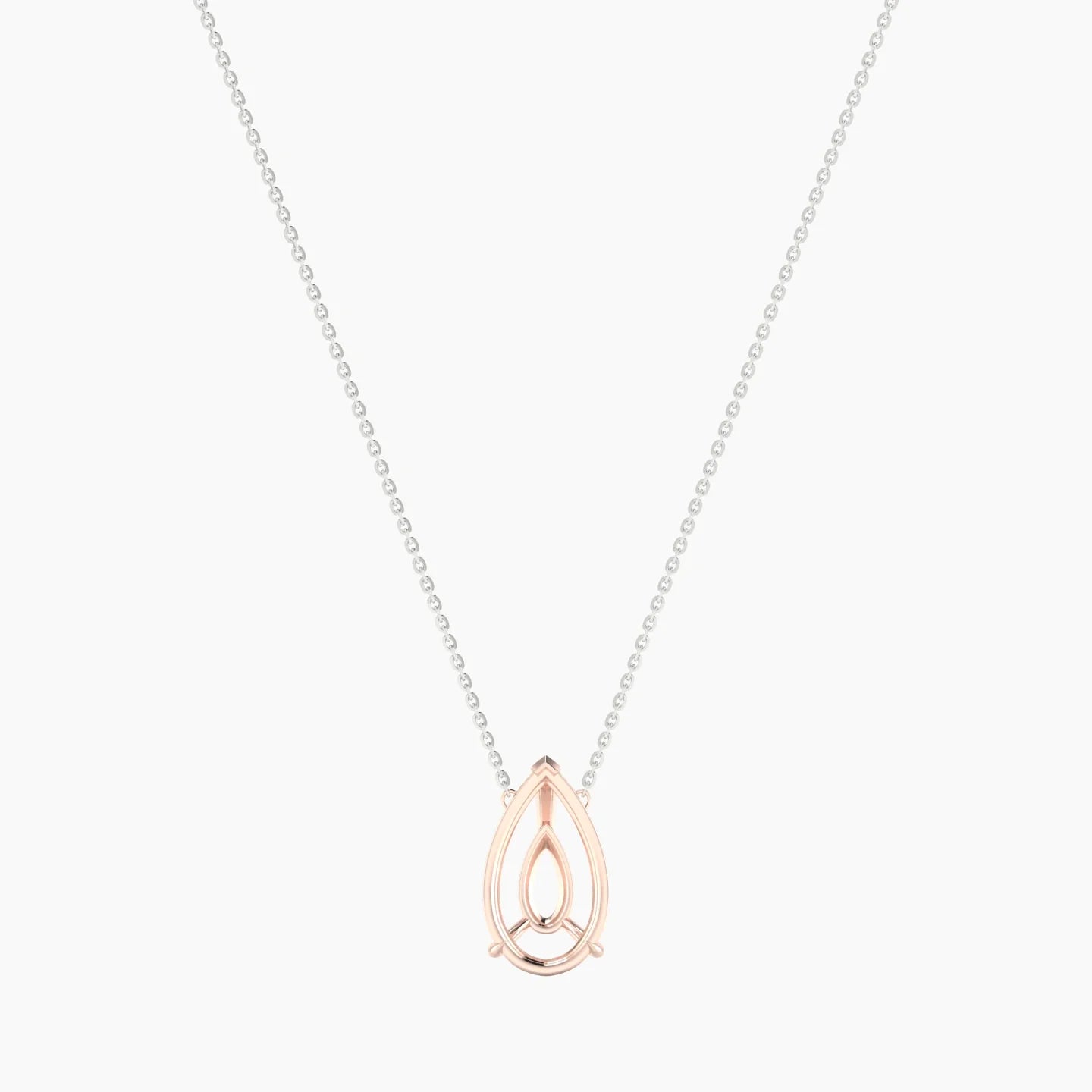 Solitaire | 18k White & Rose Gold 5-7.99 ct Pear Cut Pendant Setting