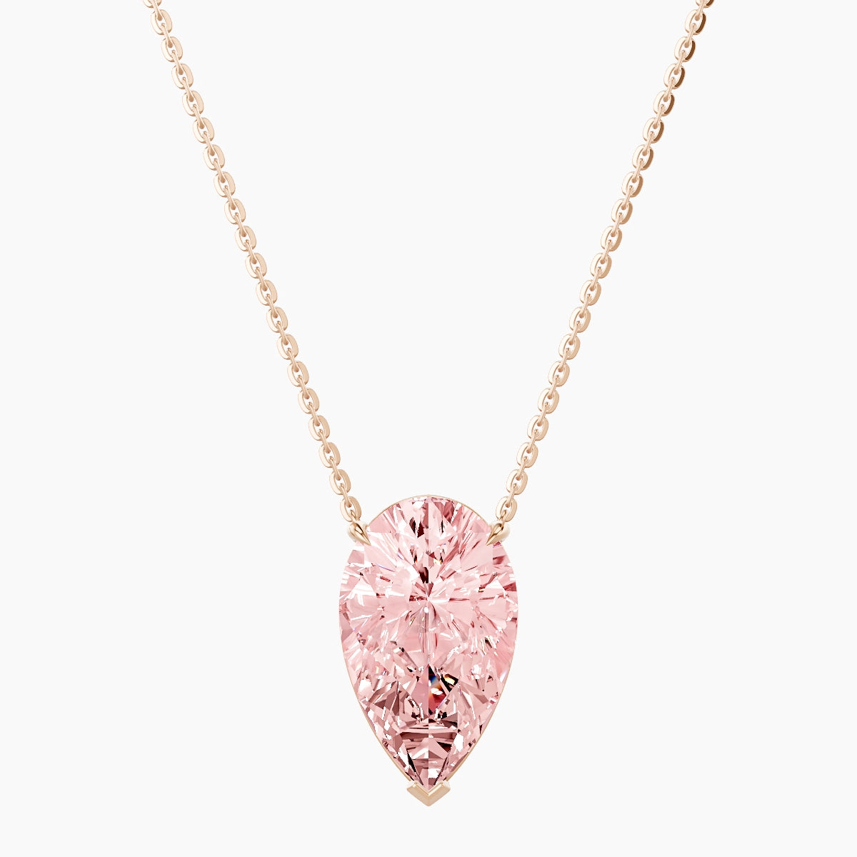 Solitaire | 18k Rose Gold 5 ct Pink Lab Diamond Pear Pendant