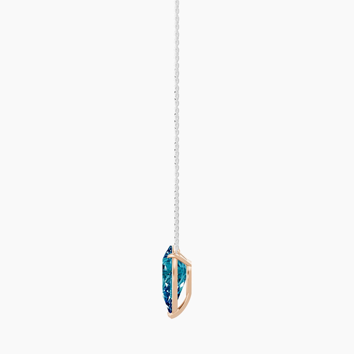 Solitaire | 18k White & Rose Gold 5 ct Blue Lab Diamond Pear Pendant