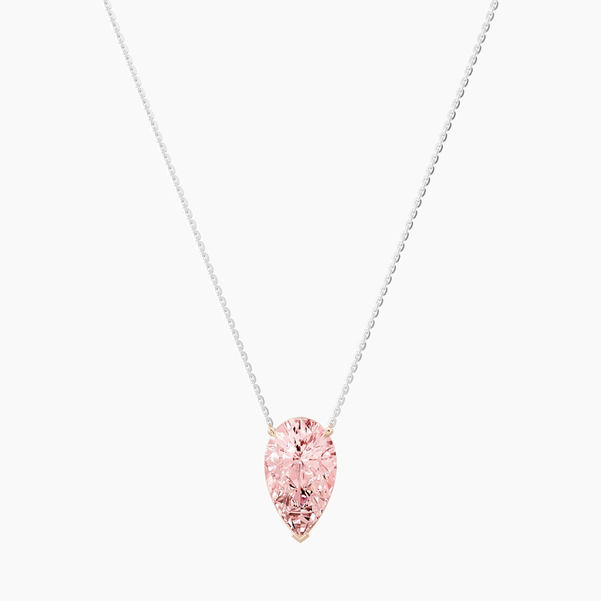Solitaire | 18k White & Rose Gold 5 ct Pink Lab Diamond Pear Pendant