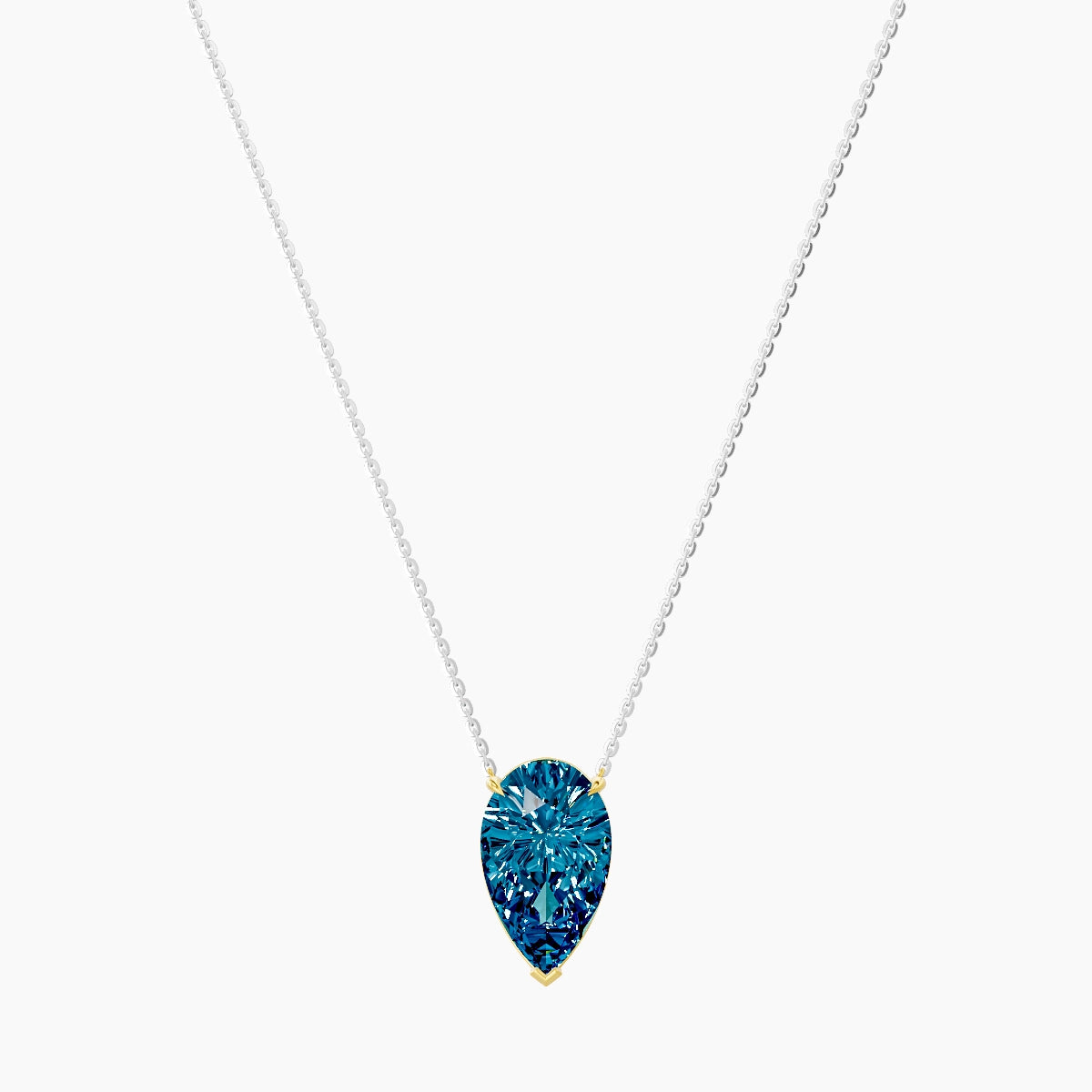 Solitaire | 18k White & Yellow Gold 5 ct Blue Lab Diamond Pear Pendant