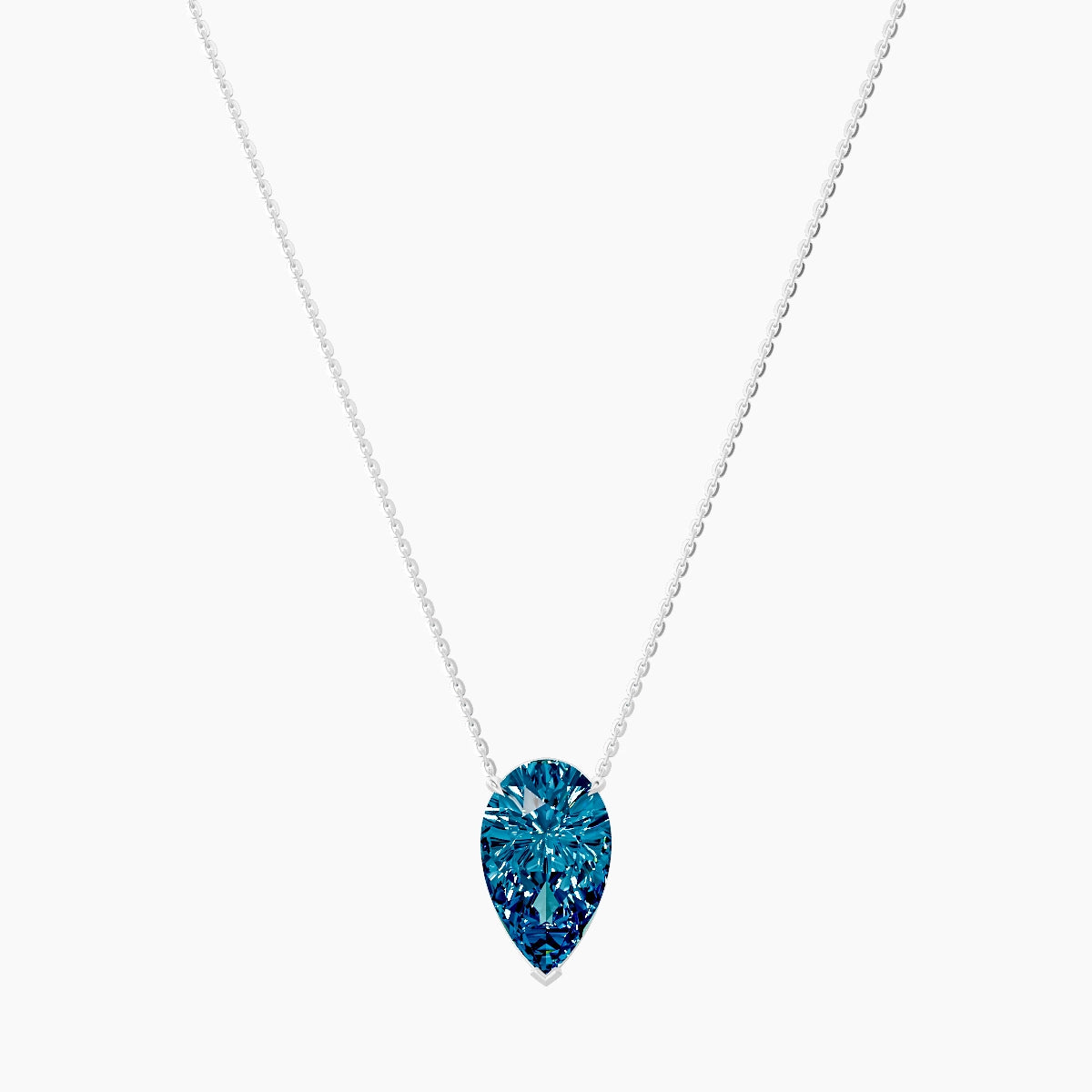 Solitaire | 18k White Gold 5 ct Blue Lab Diamond Pear Pendant
