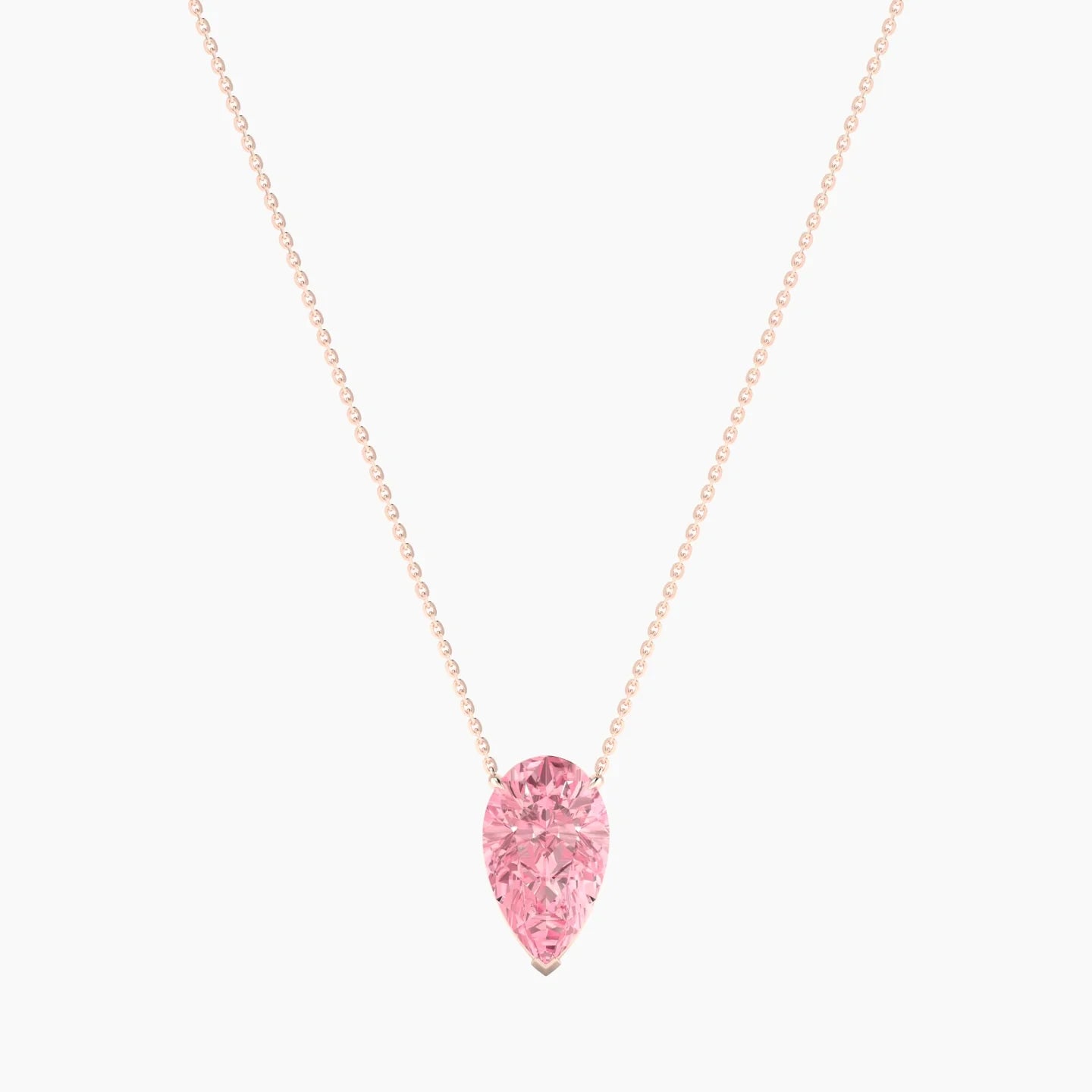 Solitaire | 18k Rose Gold 5 ct Pink Lab Diamond Pear Cut Pendant