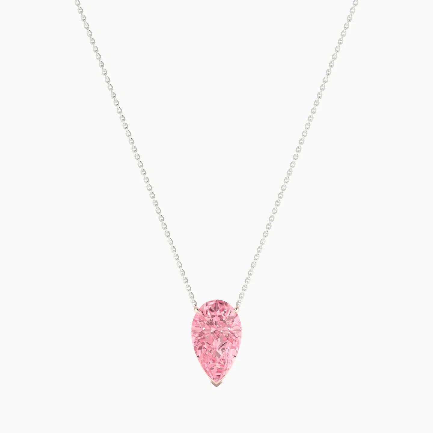 Solitaire | 18k White & Rose Gold 5 ct Pink Lab Diamond Pear Cut Pendant