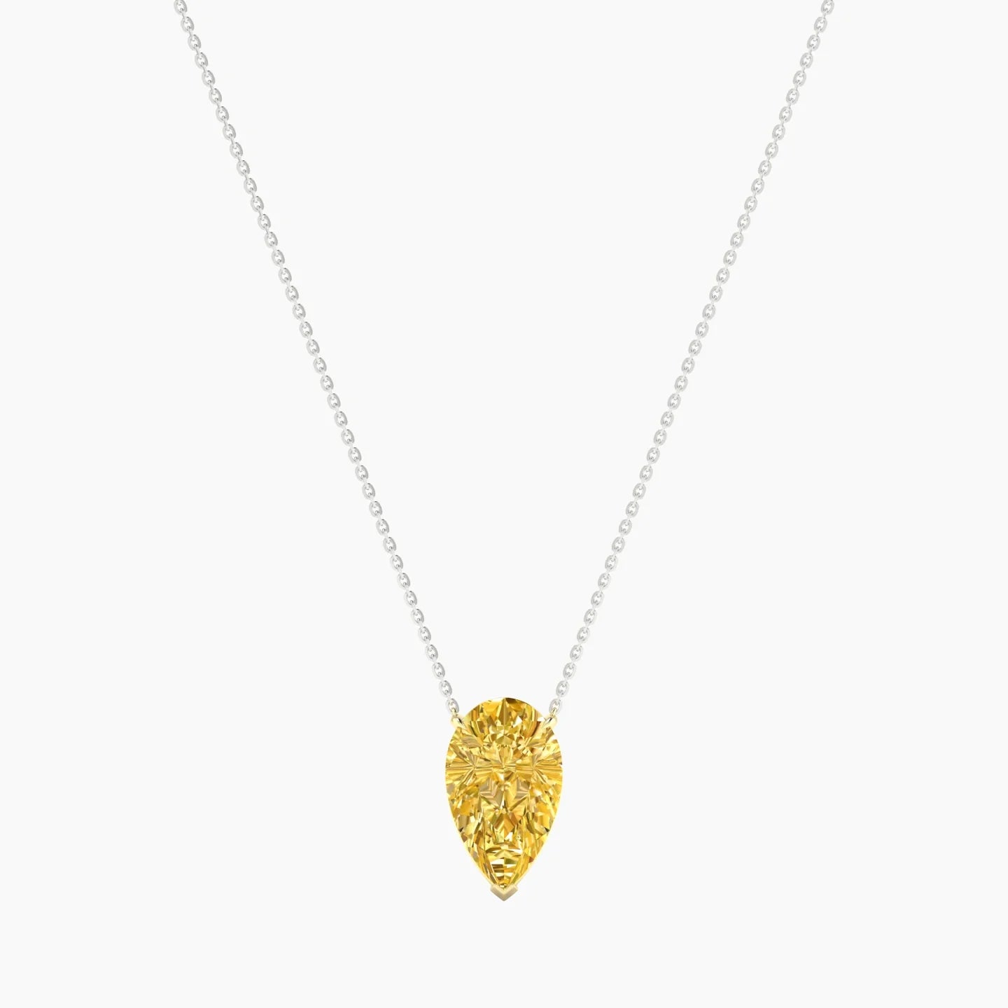 Solitaire | 18k White & Yellow Gold 5 ct Yellow Lab Diamond Pear Cut Pendant