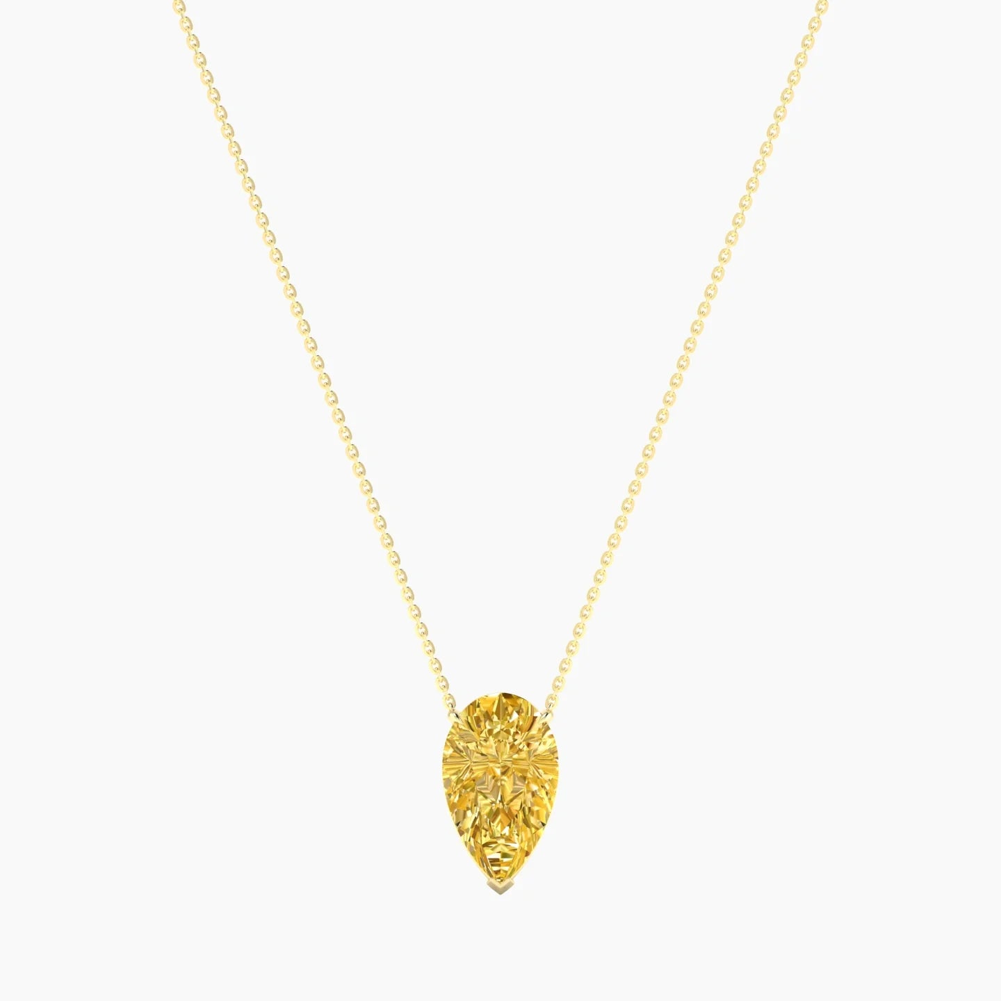 Solitaire | 18k Yellow Gold 5 ct Yellow Lab Diamond Pear Cut Pendant