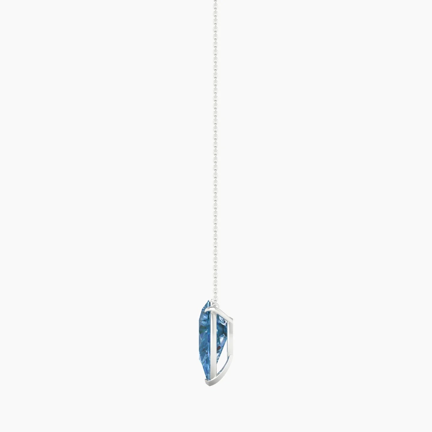 Solitaire | 18k White Gold 5 ct Blue Lab Diamond Pear Cut Pendant