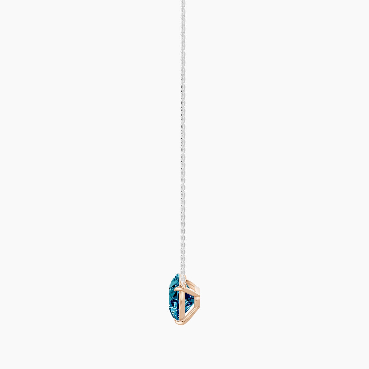 Solitaire | 18k White & Rose Gold 5 ct Blue Lab Diamond Pear Pendant