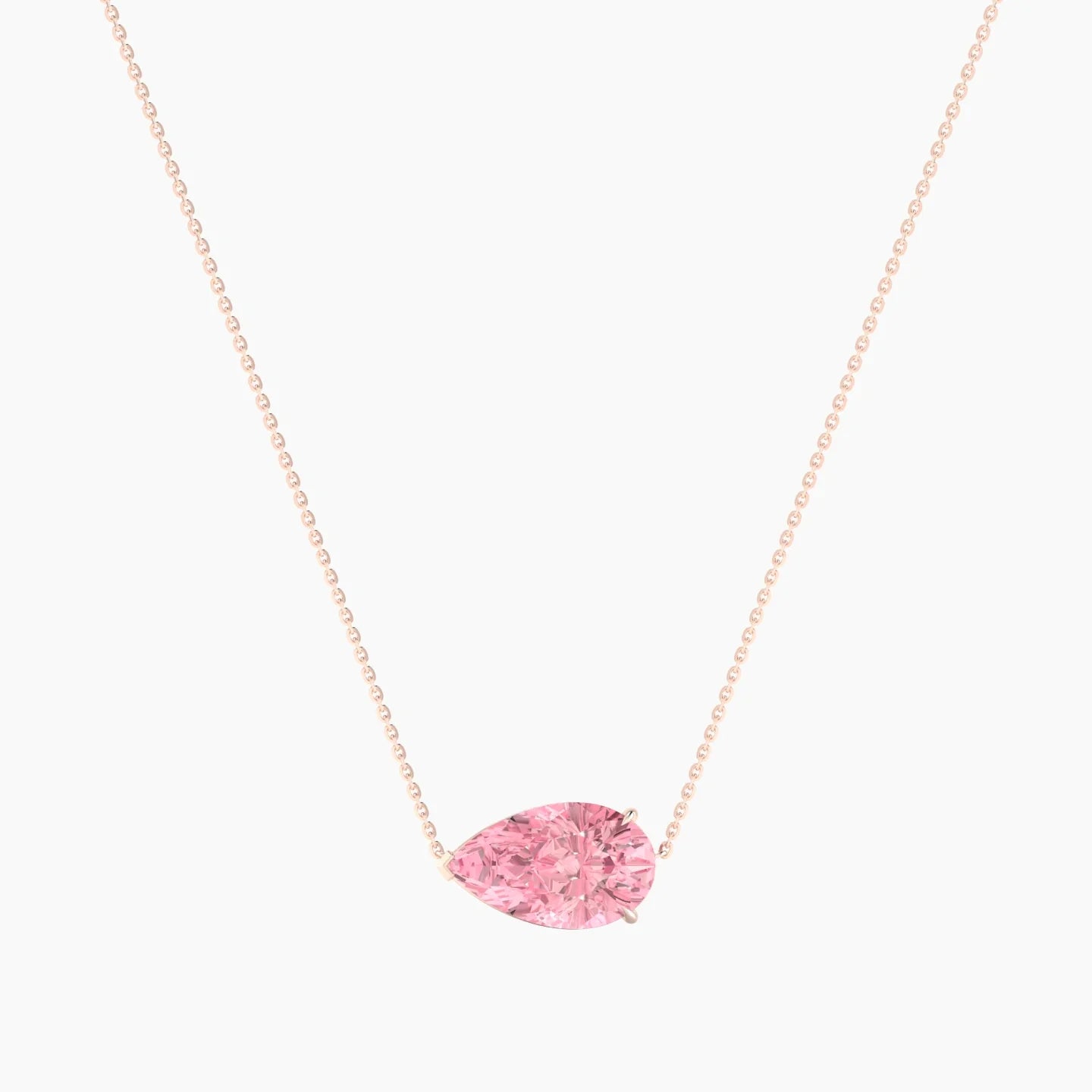 Solitaire | 18k Rose Gold 5 ct Pink Lab Diamond Pear Cut Pendant