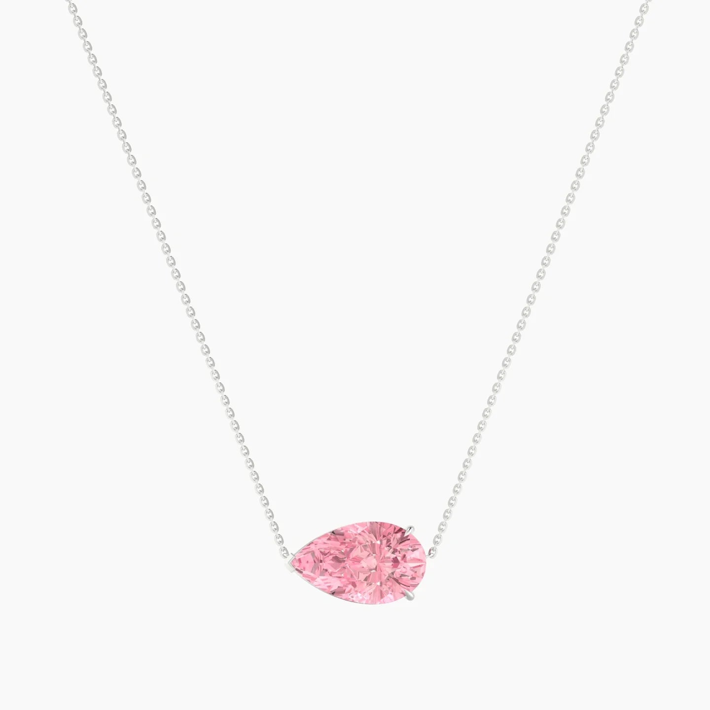 Solitaire | 18k White Gold 5 ct Pink Lab Diamond Pear Cut Pendant