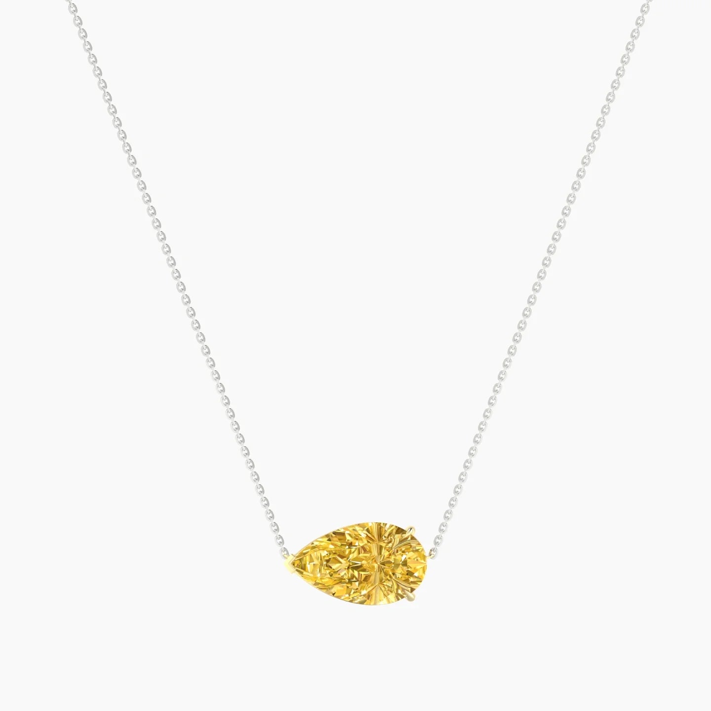 Solitaire | 18k White & Yellow Gold 5 ct Yellow Lab Diamond Pear Cut Pendant