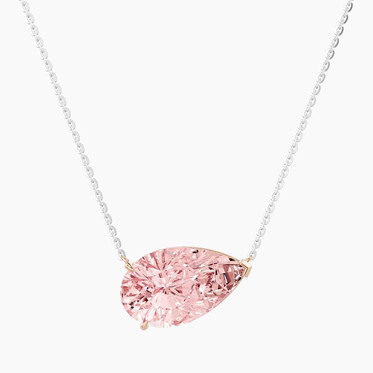 Solitaire | 18k White & Rose Gold 5 ct Pink Lab Diamond Pear Pendant