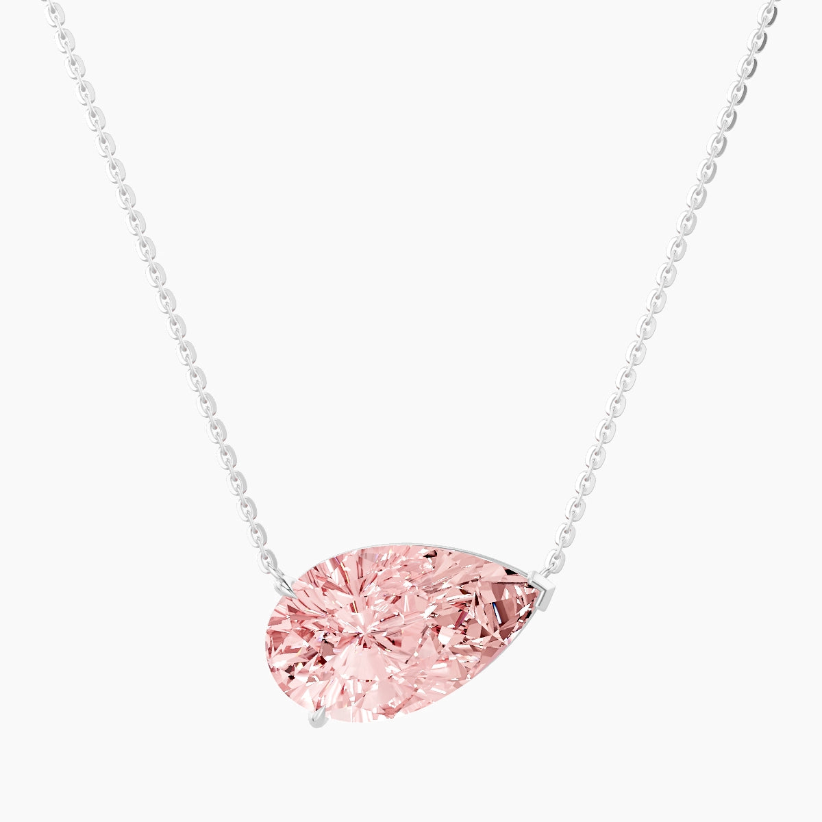 Solitaire | 18k White Gold 5 ct Pink Lab Diamond Pear Pendant