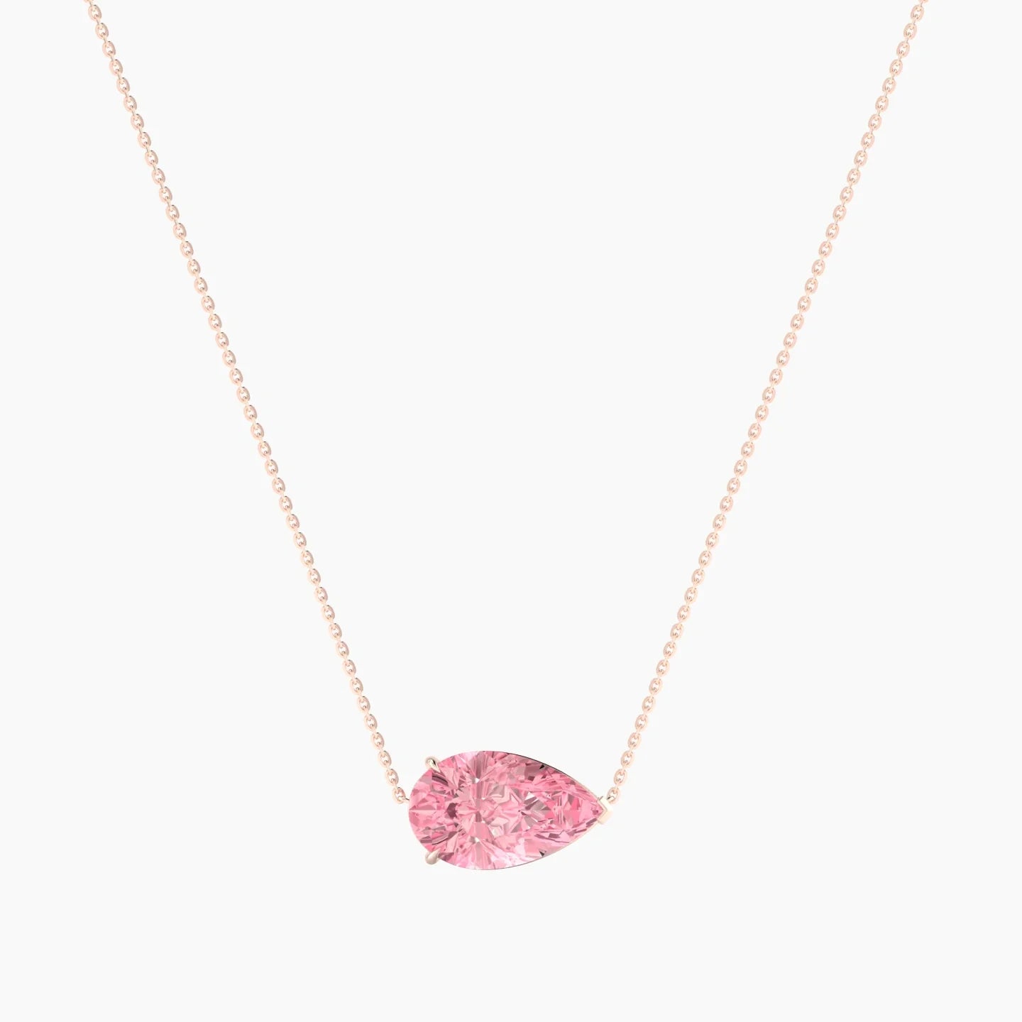Solitaire | 18k Rose Gold 5 ct Pink Lab Diamond Pear Cut Pendant