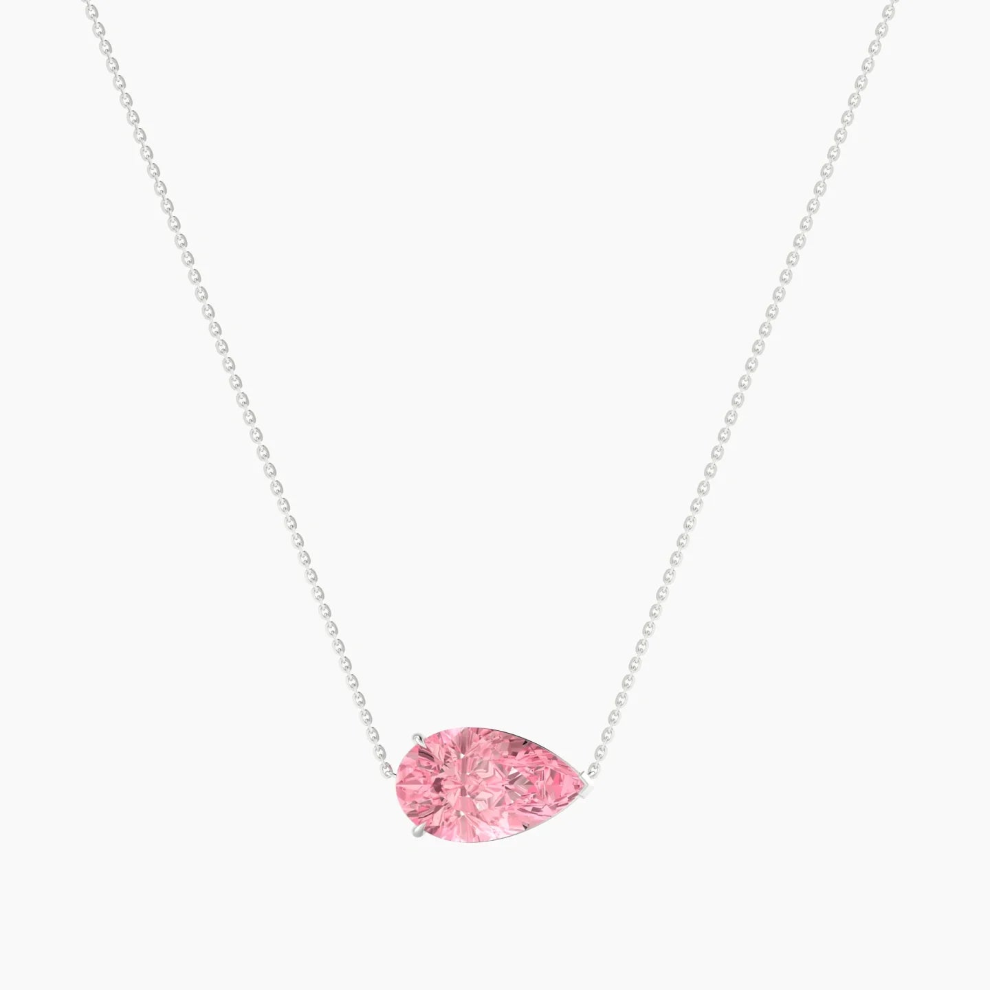Solitaire | 18k White Gold 5 ct Pink Lab Diamond Pear Cut Pendant