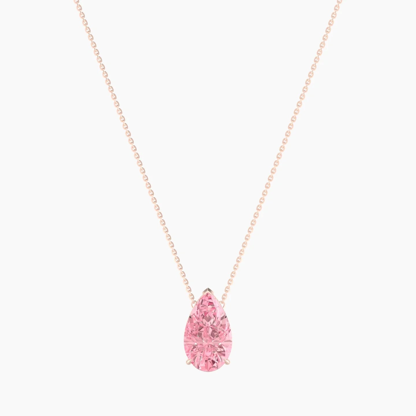 Solitaire | 18k Rose Gold 5 ct Pink Lab Diamond Pear Cut Pendant