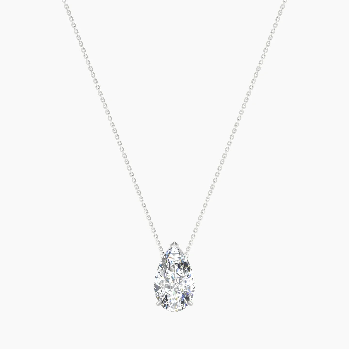Solitaire | 18k White Gold 5 ct Lab Diamond Pear Cut Pendant