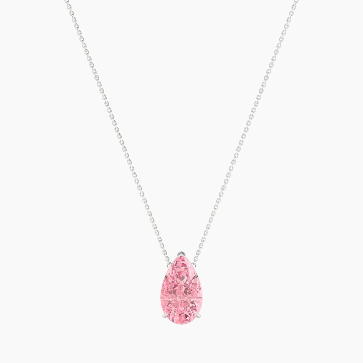 Solitaire | 18k White Gold 5 ct Pink Lab Diamond Pear Cut Pendant
