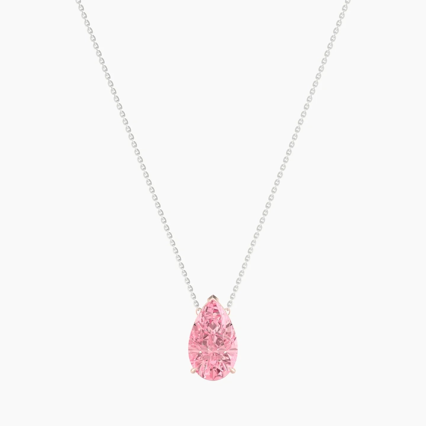 Solitaire | 18k White & Rose Gold 5 ct Pink Lab Diamond Pear Cut Pendant