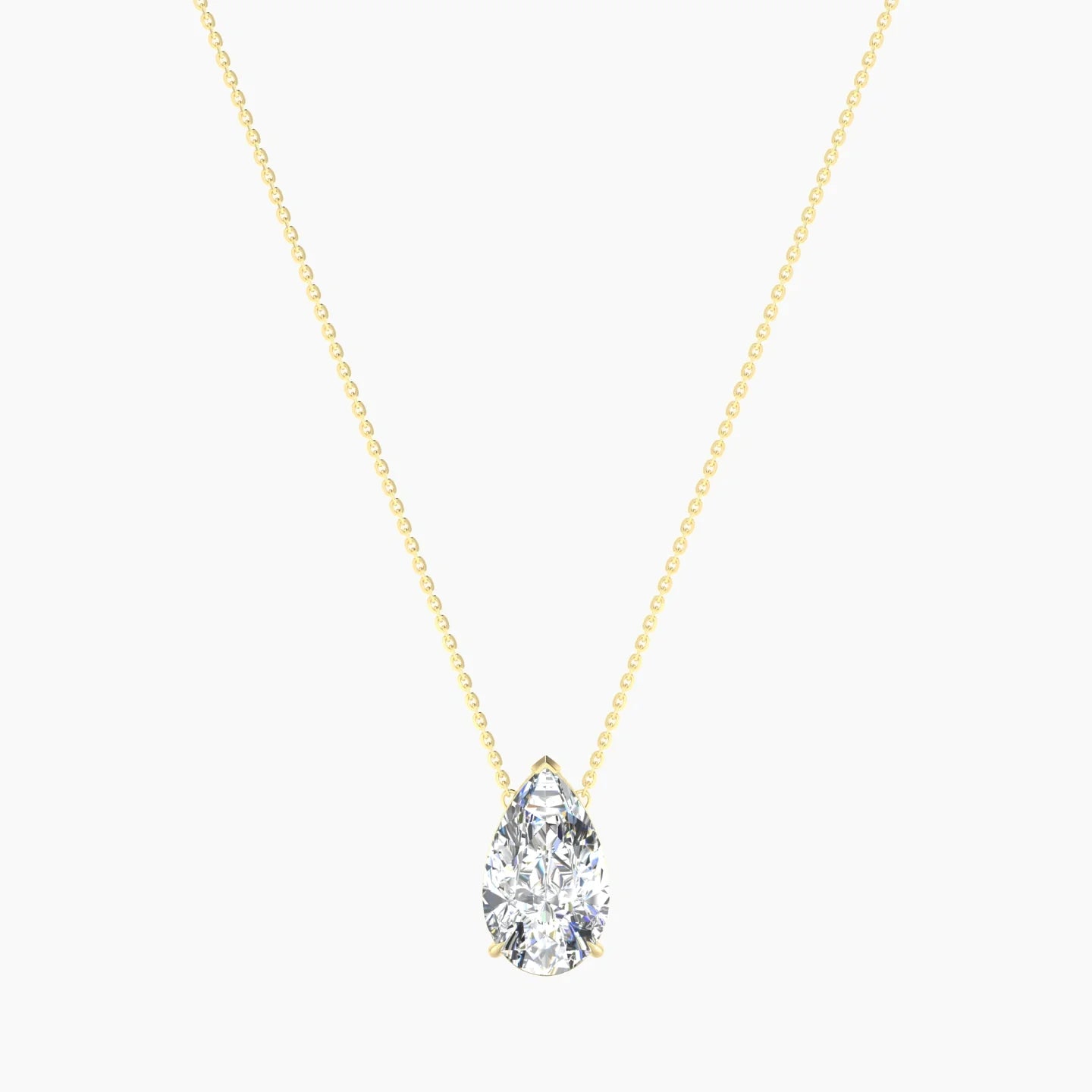 Solitaire | 18k Yellow Gold 5 ct Lab Diamond Pear Cut Pendant