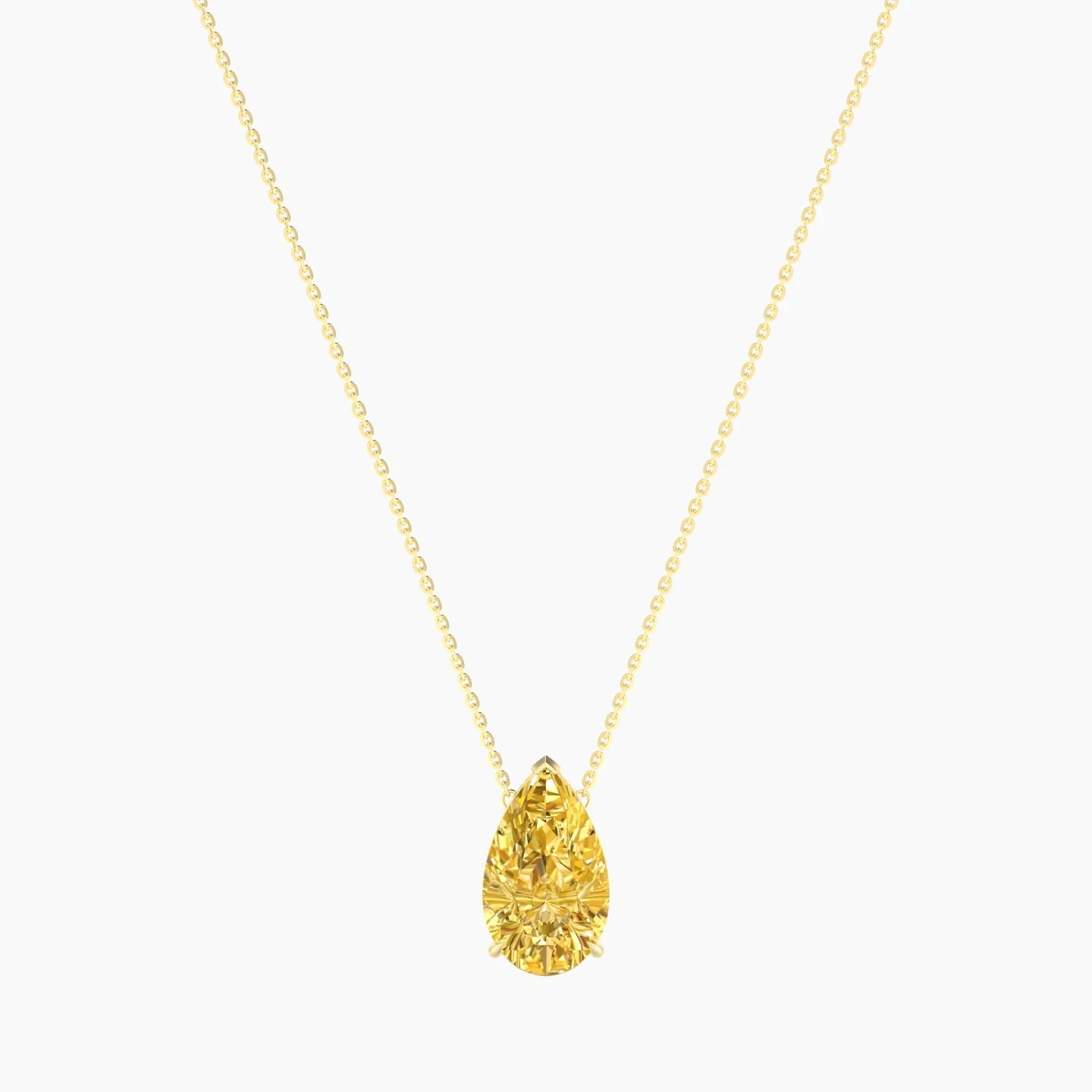 Solitaire | 18k Yellow Gold 5 ct Yellow Lab Diamond Pear Cut Pendant