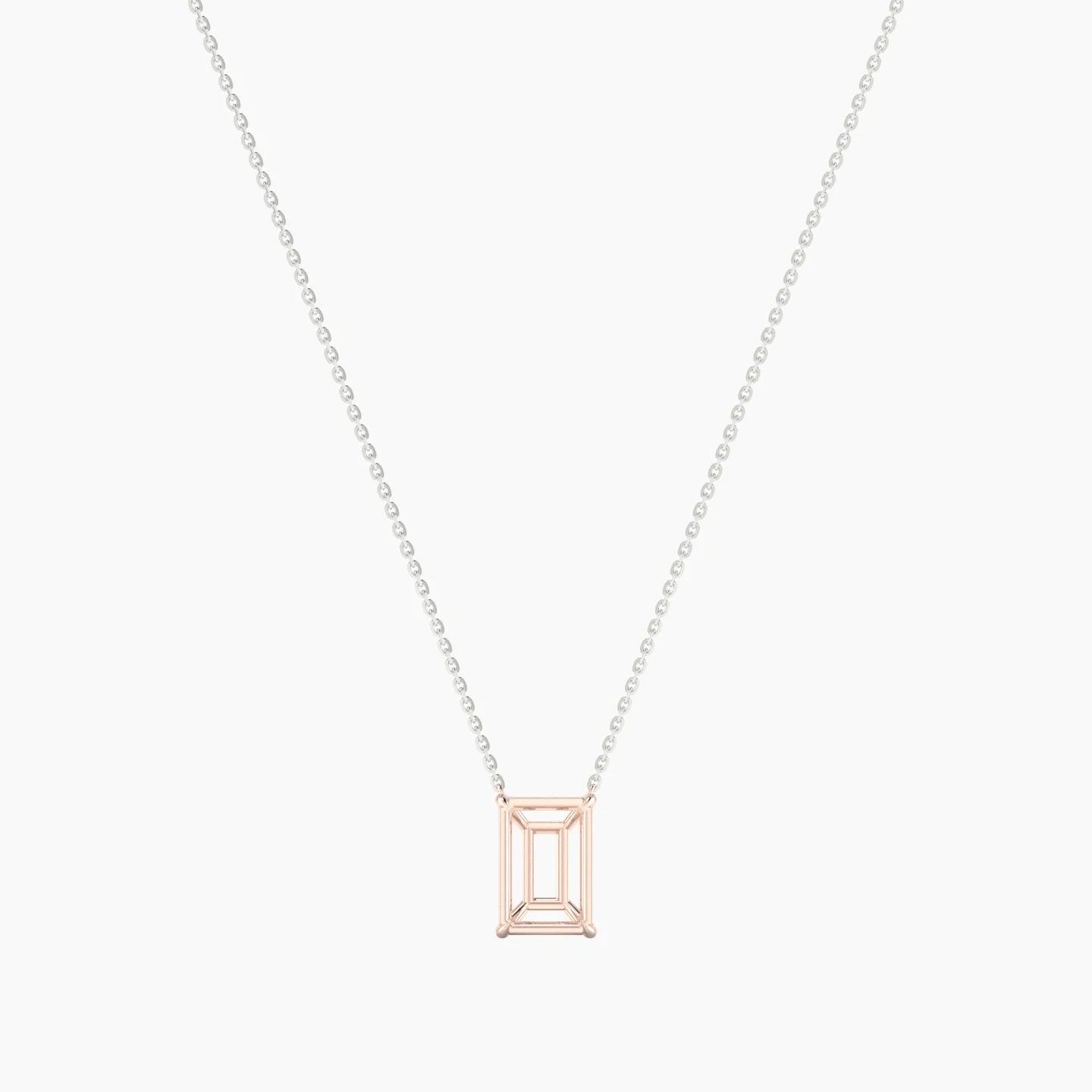 Solitaire | 18k White & Rose Gold 3-4.99 ct Radiant Cut Pendant Setting