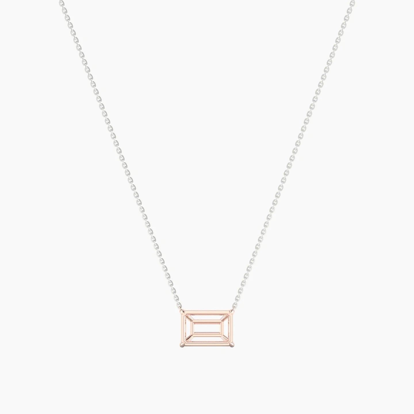 Solitaire | 18k White & Rose Gold 3-4.99 ct Radiant Cut Pendant Setting