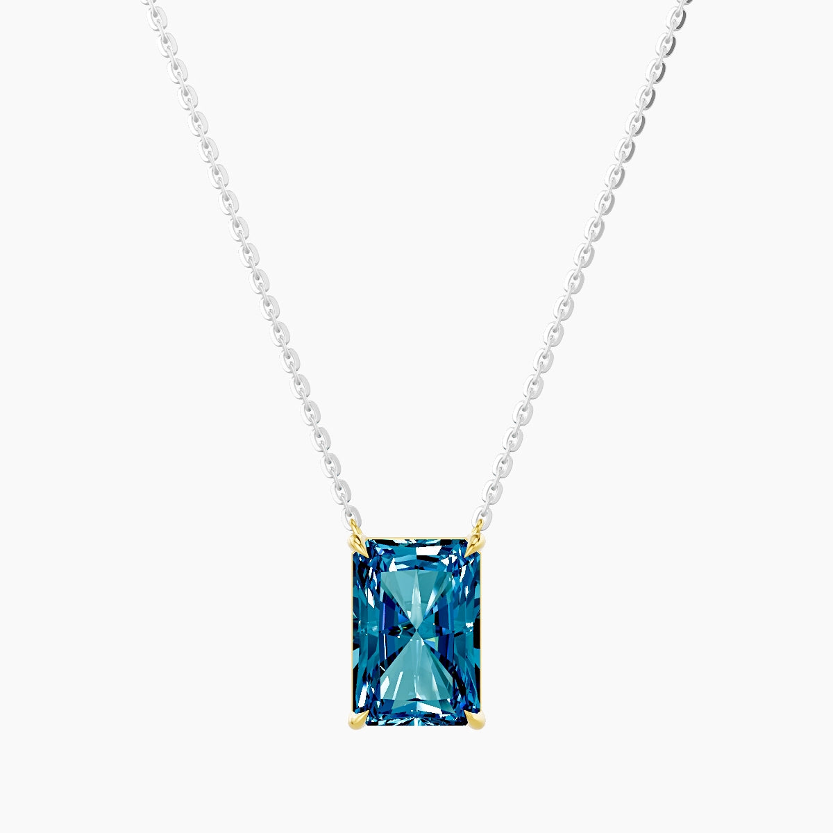 Solitaire | 18k White & Yellow Gold 3 ct Blue Lab Diamond Radiant Pendant