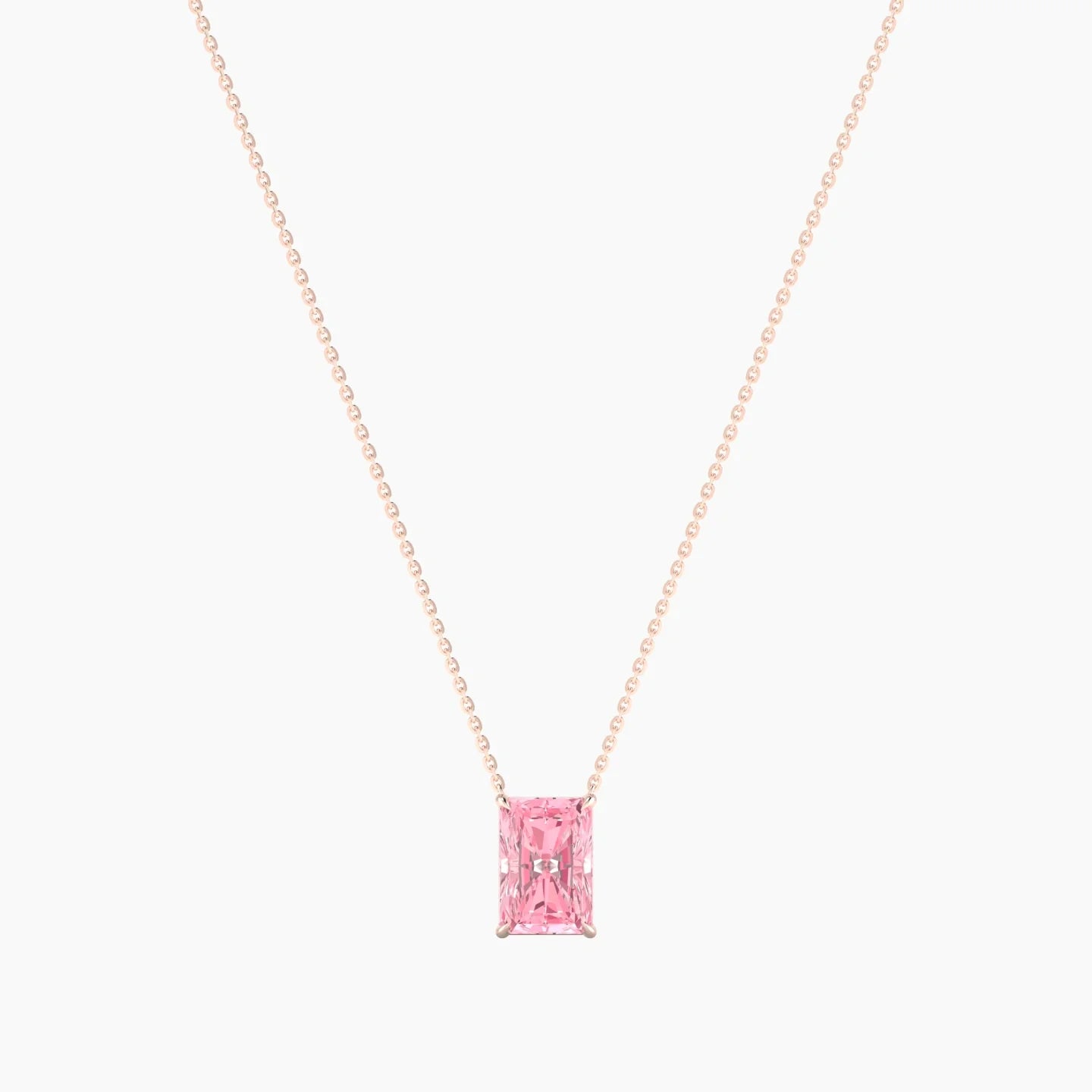 Solitaire | 18k Rose Gold 3 ct Pink Lab Diamond Radiant Cut Pendant